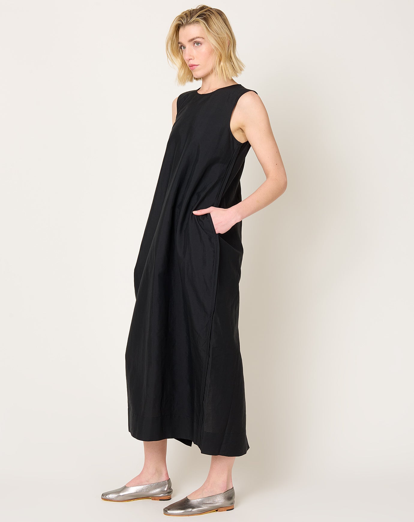 Róhe Hourglass Linen Silk Dress in Black