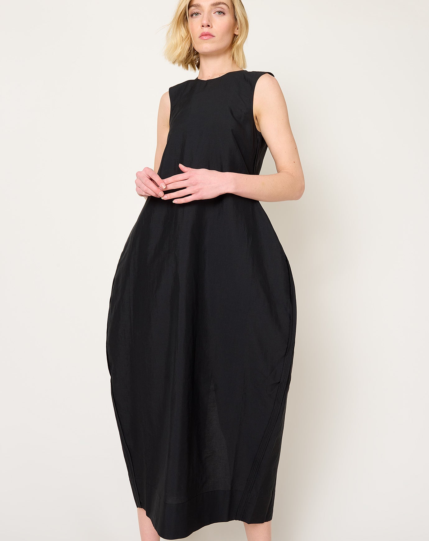 Róhe Hourglass Linen Silk Dress in Black