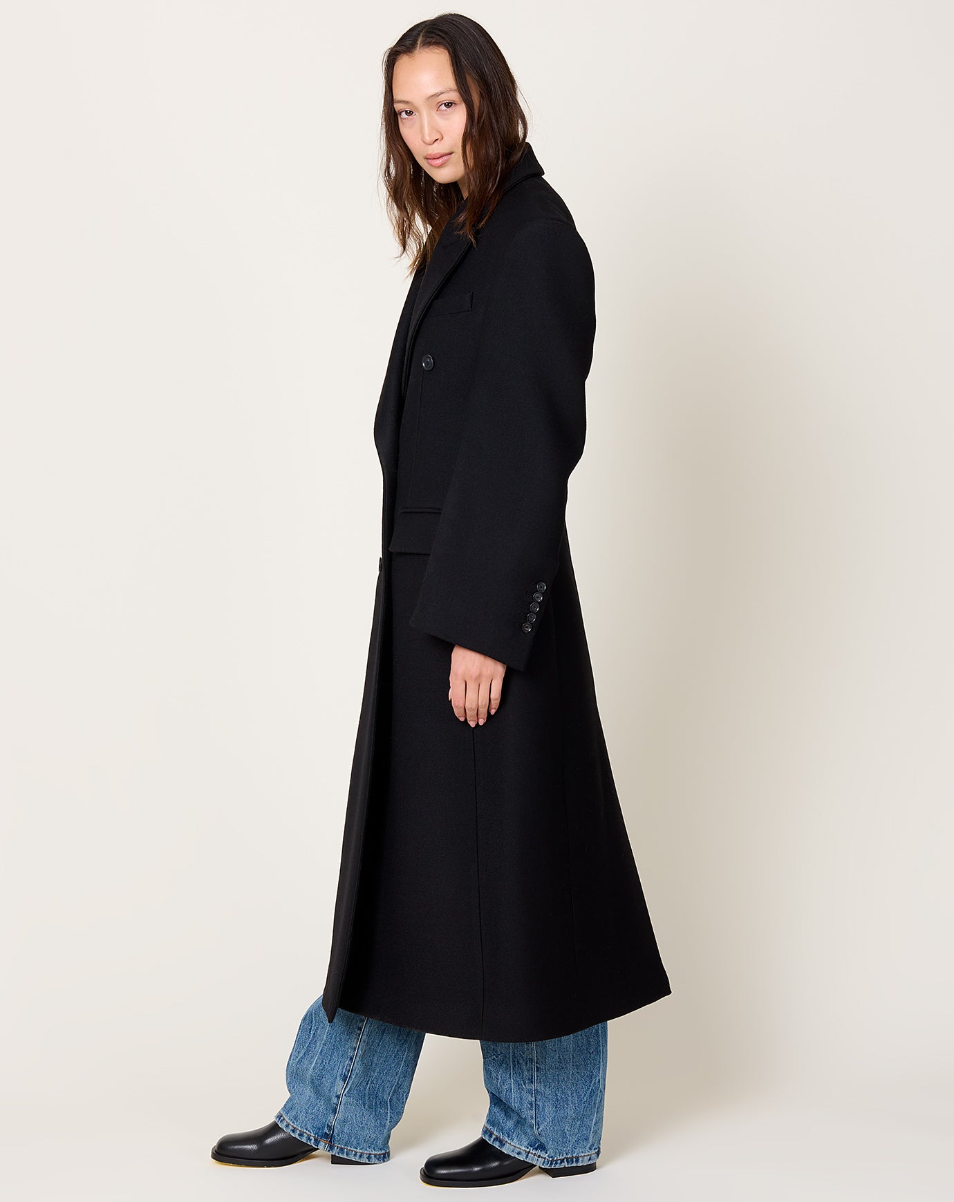 Róhe Hourglass Wool Coat in Black