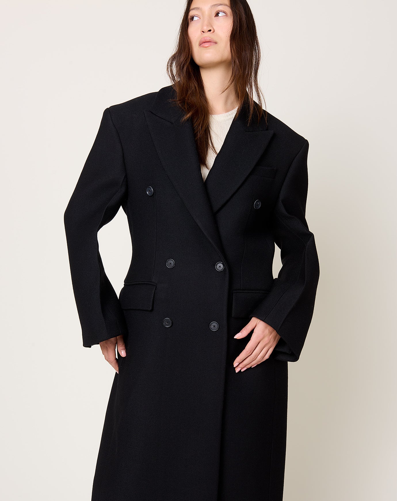 Róhe Hourglass Wool Coat in Black