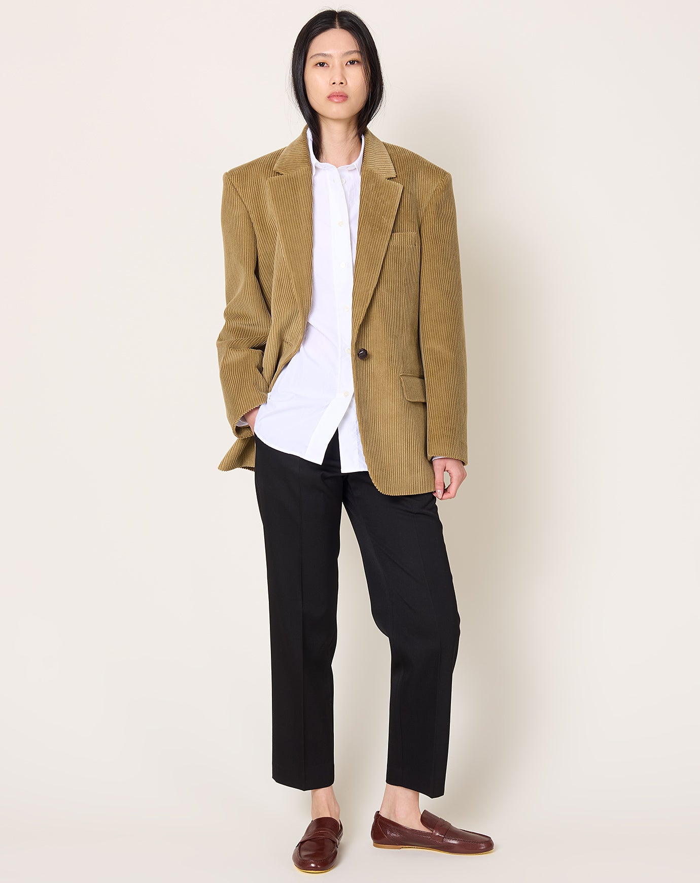 Róhe Oversized Corduroy Blazer in Beige