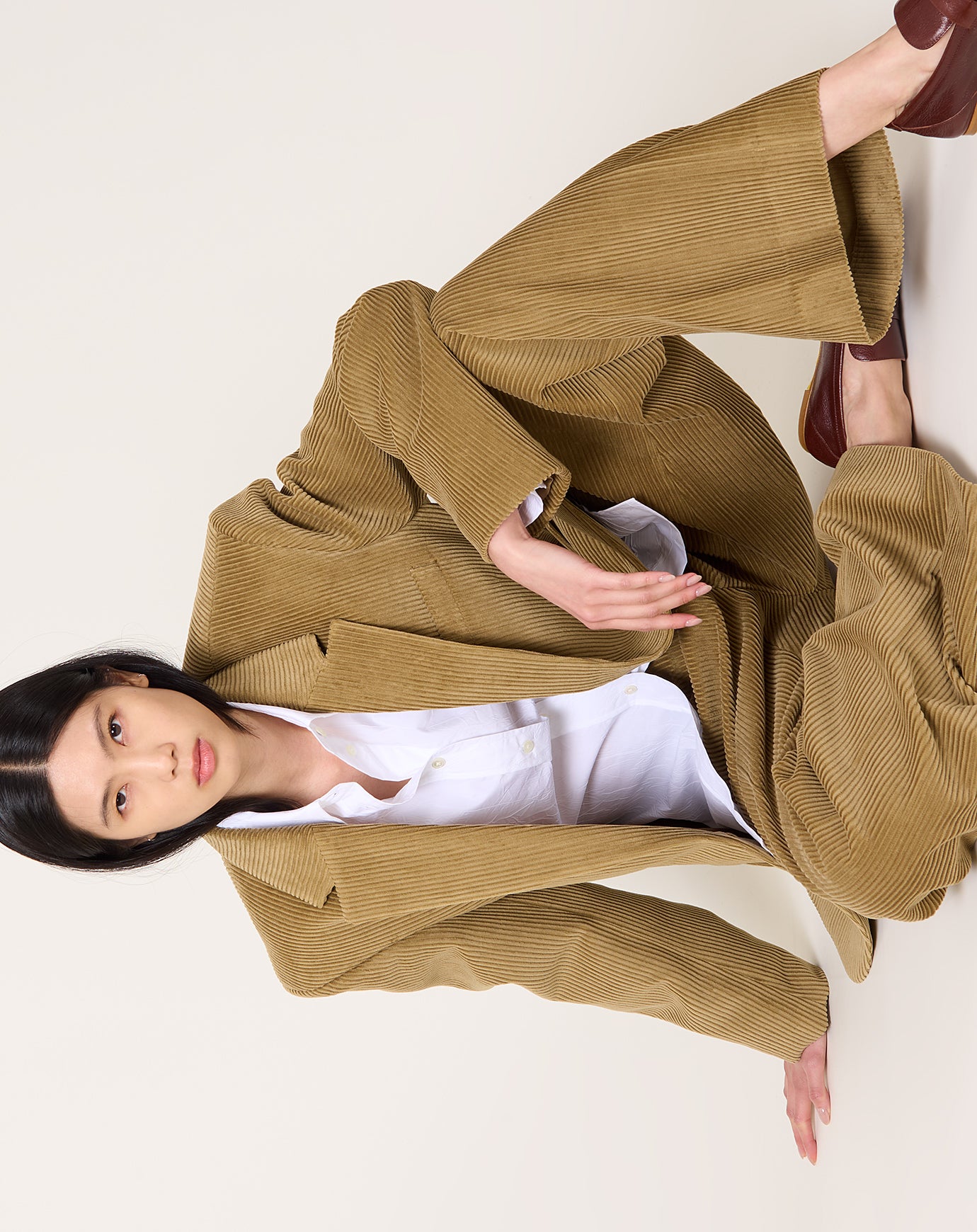Róhe Oversized Corduroy Blazer in Beige