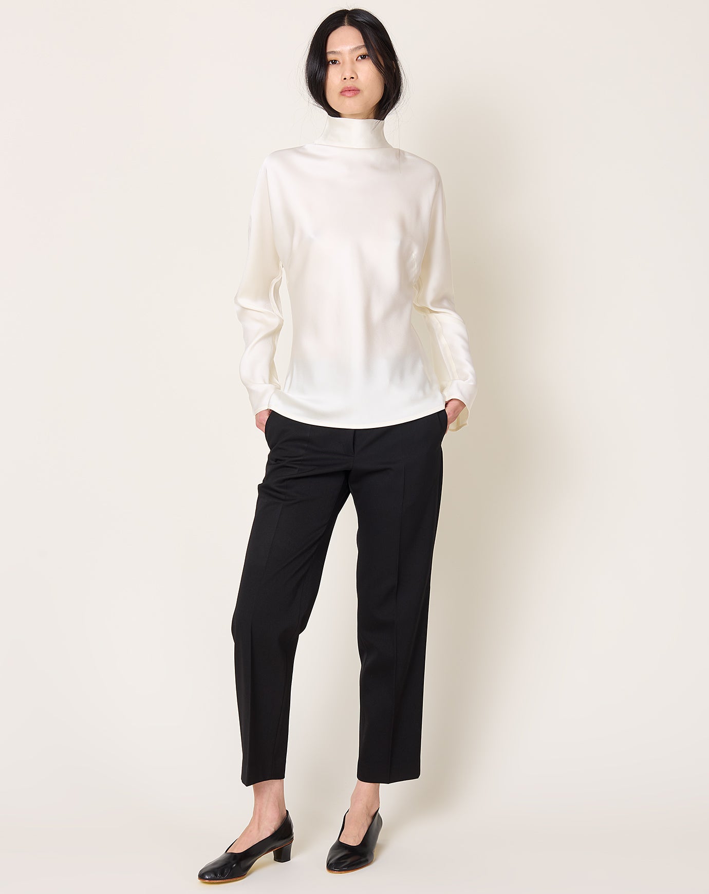 Róhe Satin Waisted Top in Cream
