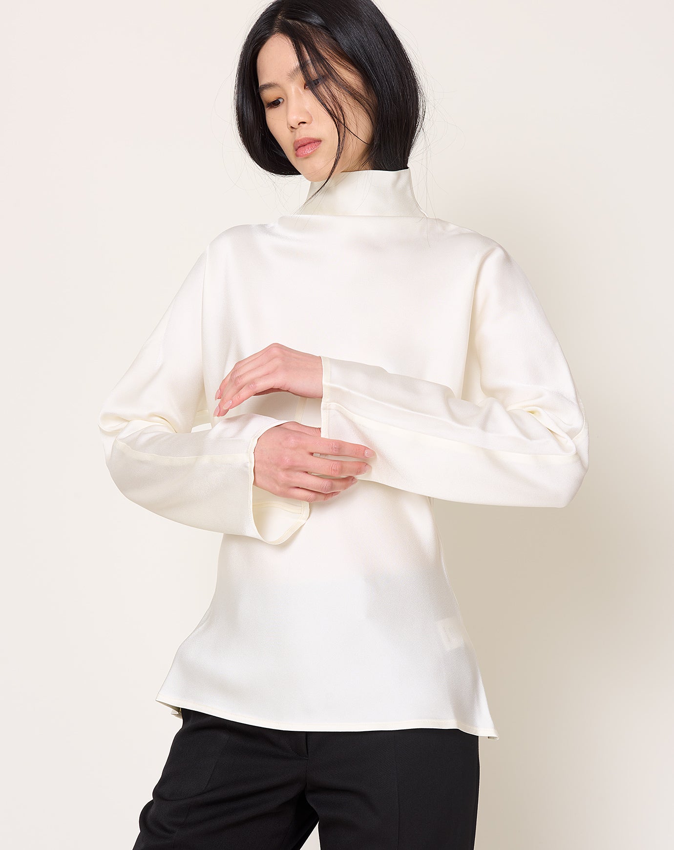 Róhe Satin Waisted Top in Cream