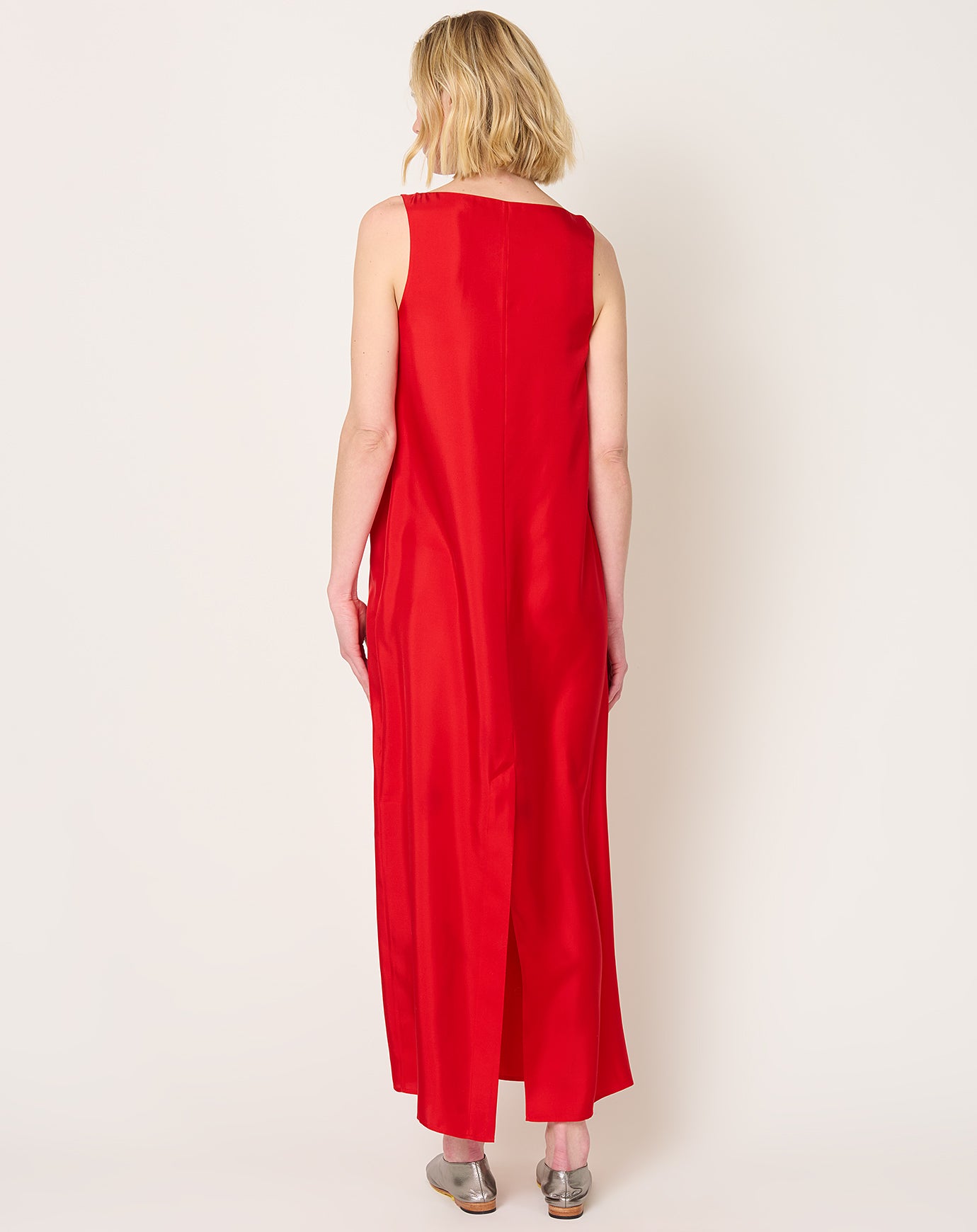 Róhe Silk Scoop-Neck Dress in Red