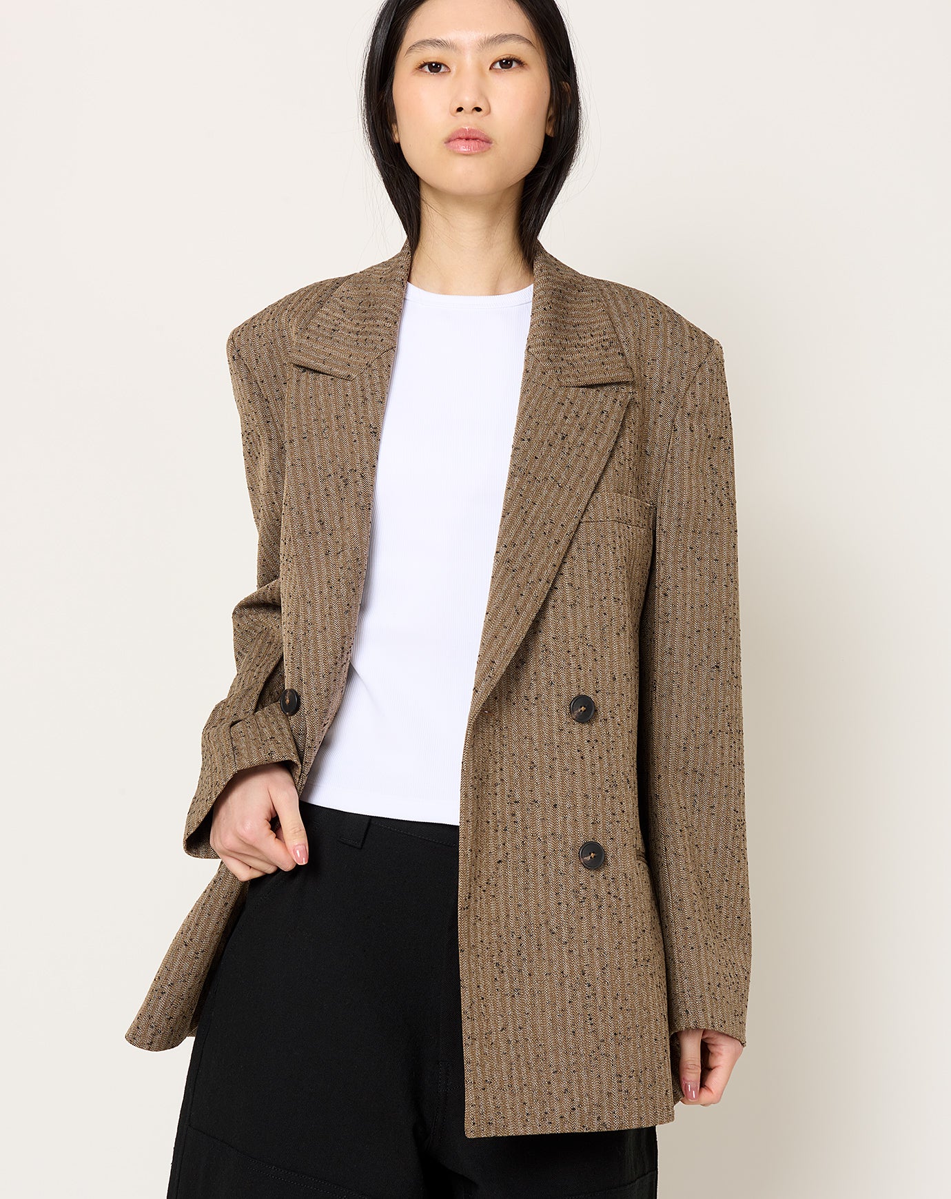 Róhe Slub Herringbone Double Breasted Blazer
