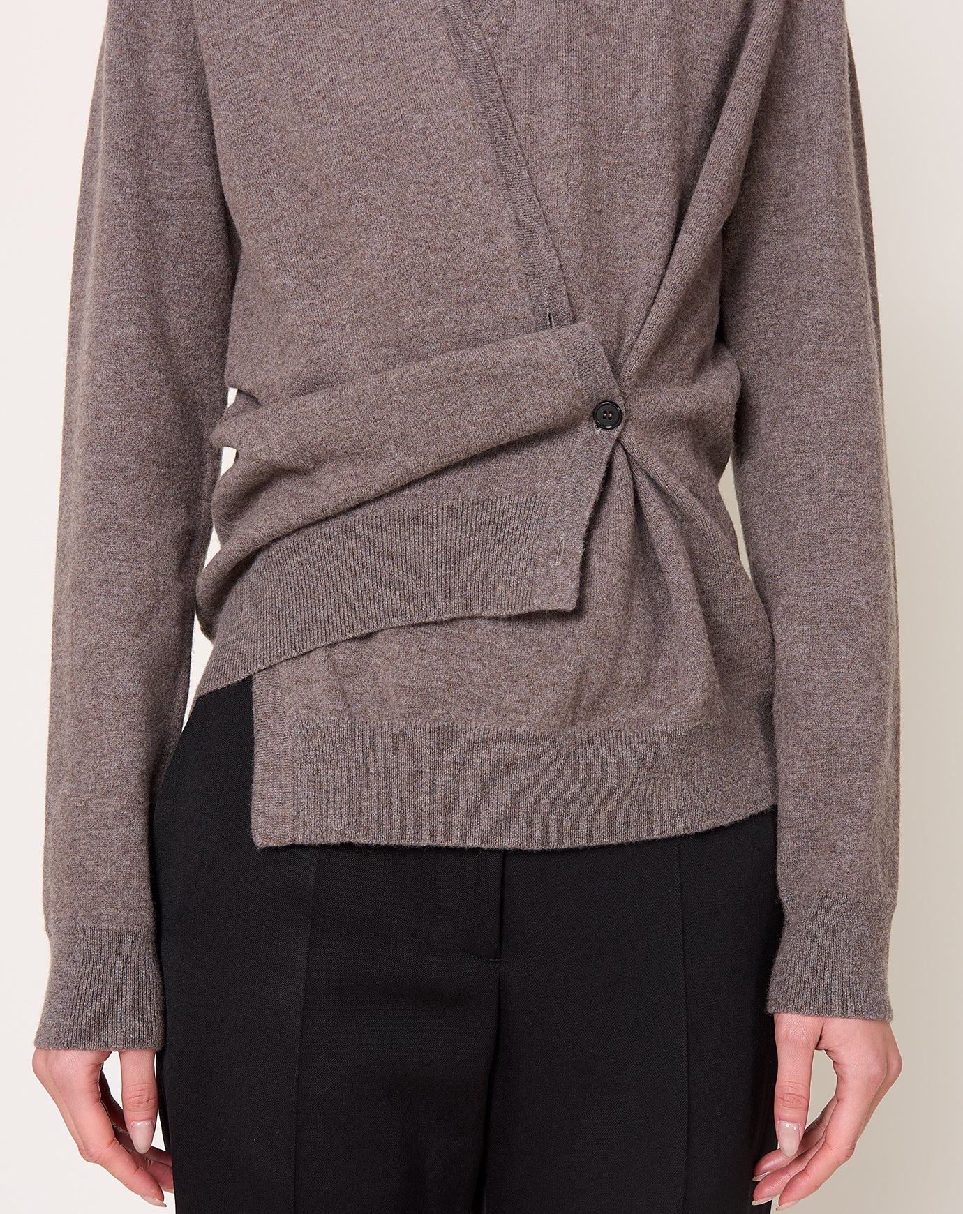 Róhe Twisted Ballet Cardigan in Brown Melange