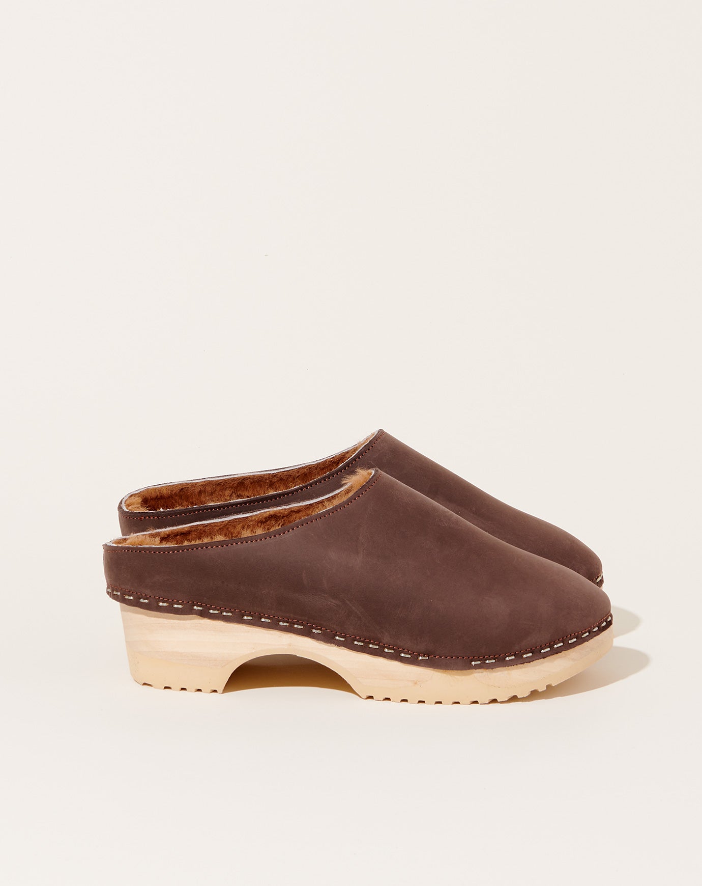 Rosa Mosa Leo Shearling Clog in T. Moro and Cuoio