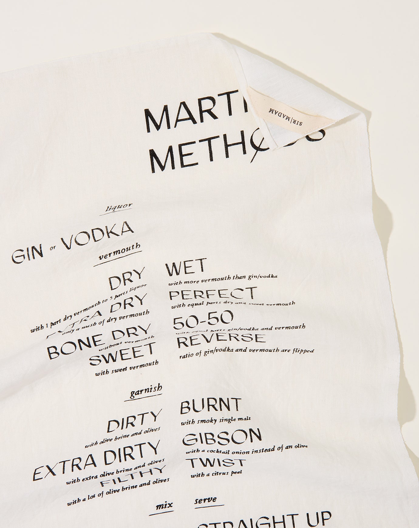 Sir Madam Martini Method Tea Towel