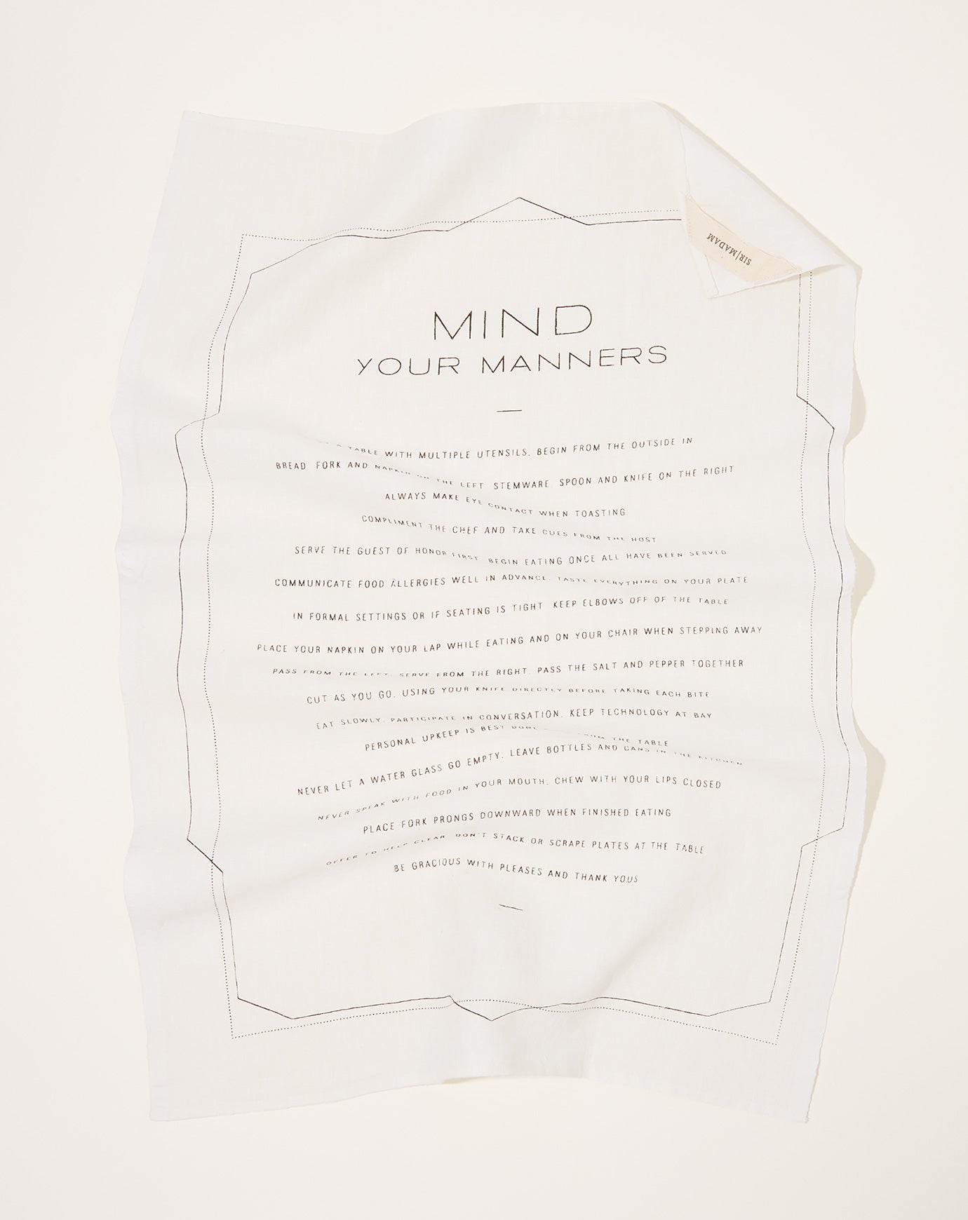 Sir Madam Mind Your Manners Tea Towel