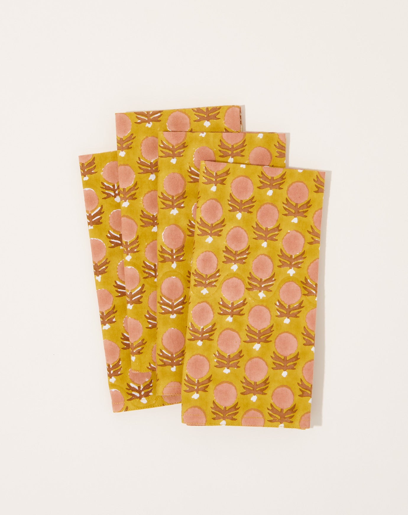 Soil to Studio Arohi Block Printed Table Napkins in Mustard