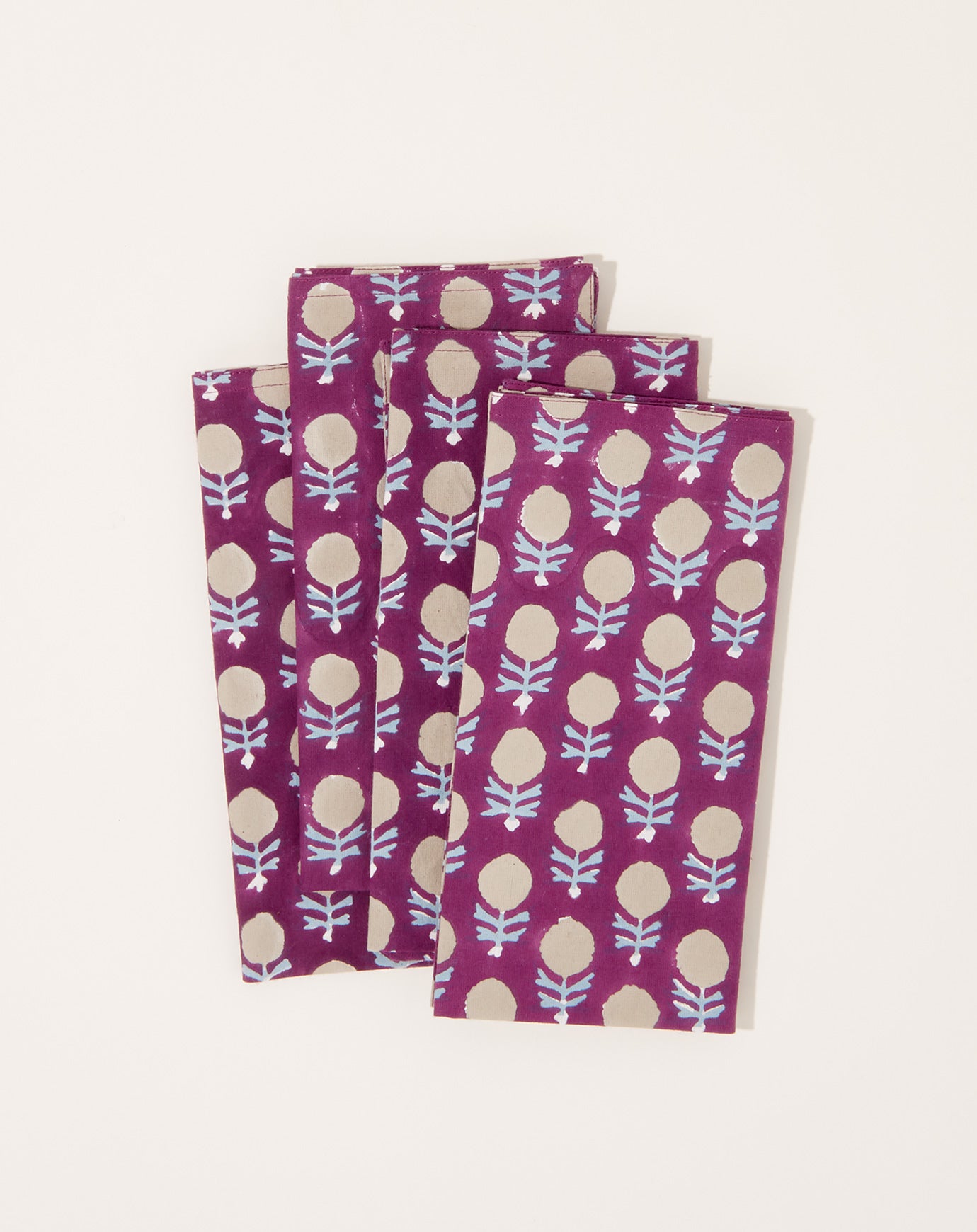 Soil to Studio Kesya Block Printed Table Napkins in Eggplant