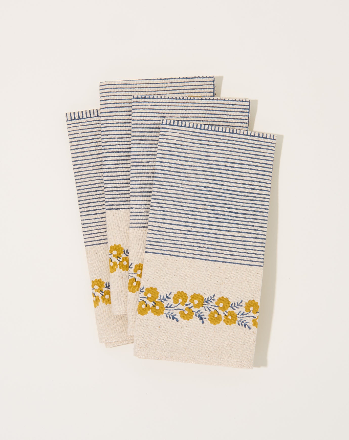 Soil to Studio Mehak Block Printed Table Napkins in Daffodil