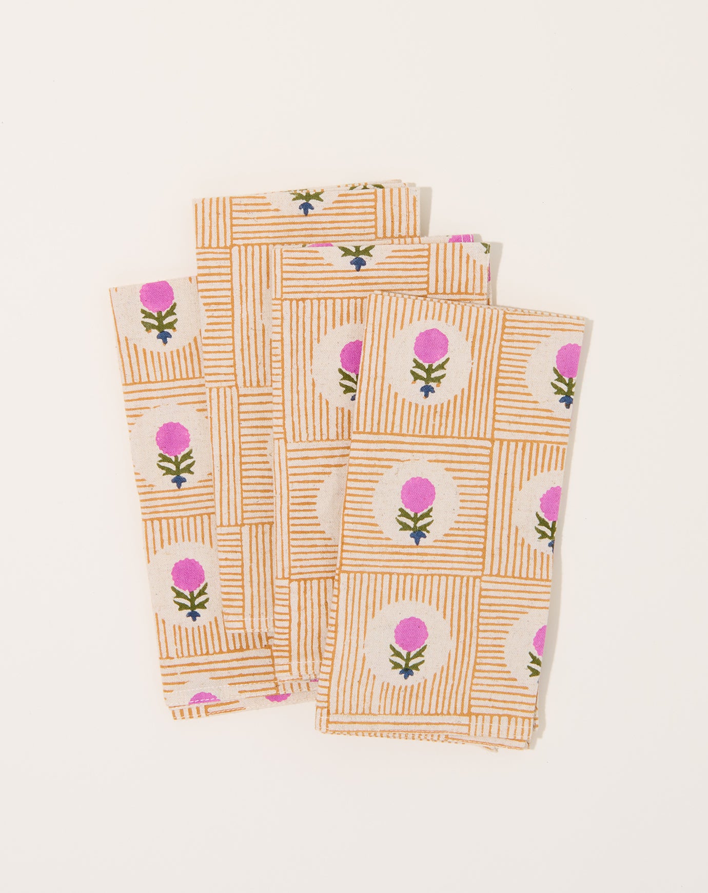 Soil to Studio Namita Block Printed Table Napkins in Fuchsia