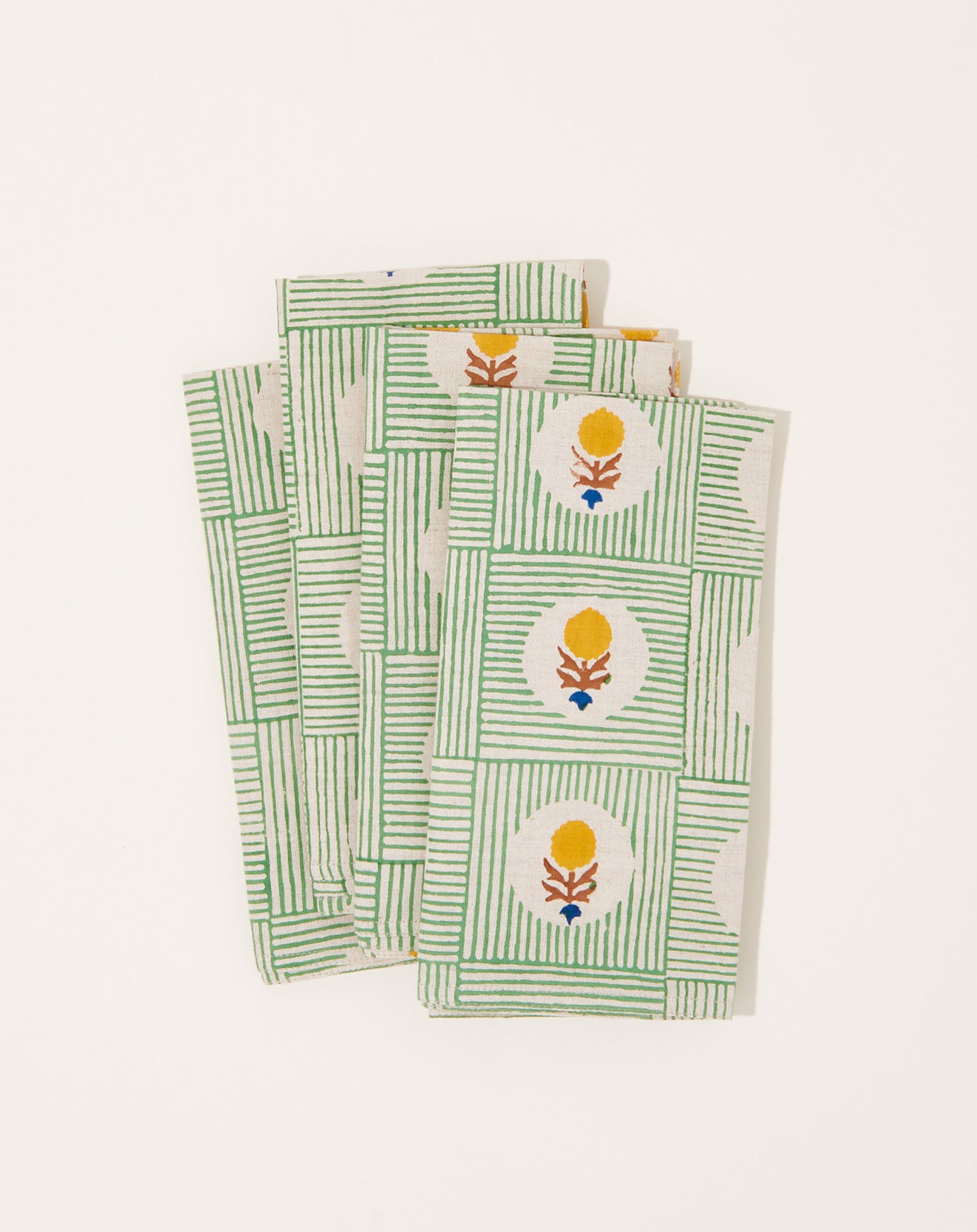 Soil to Studio Namita Block Printed Table Napkins in Green