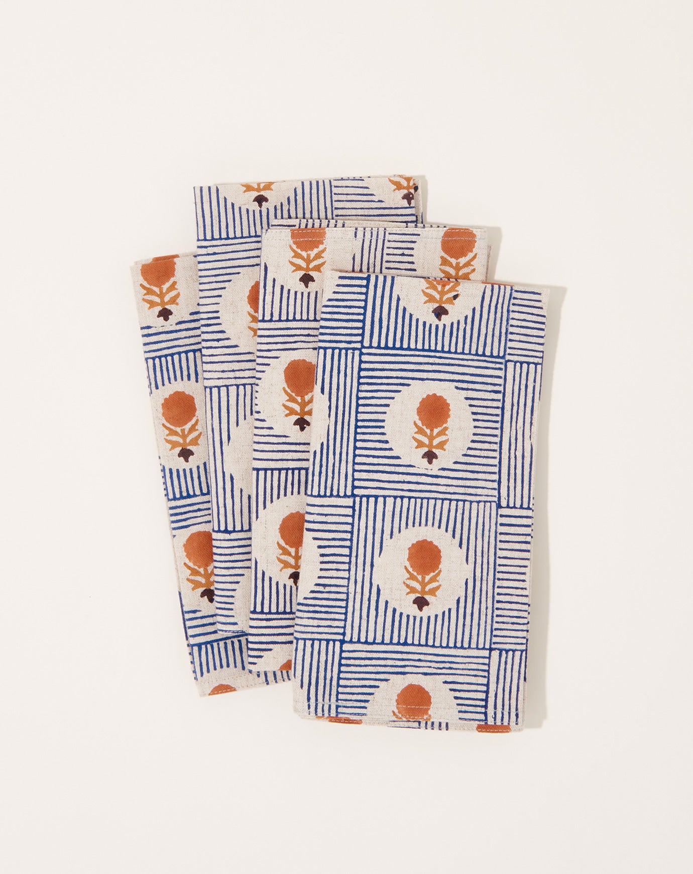 Soil to Studio Namita Block Printed Table Napkins in Ink Blue