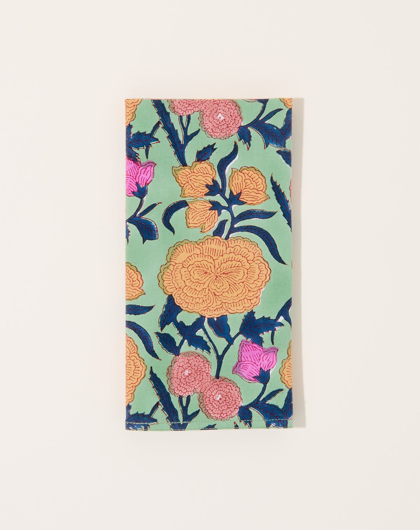 Soil to Studio Kesya Block Printed Table Napkins in Mint Green