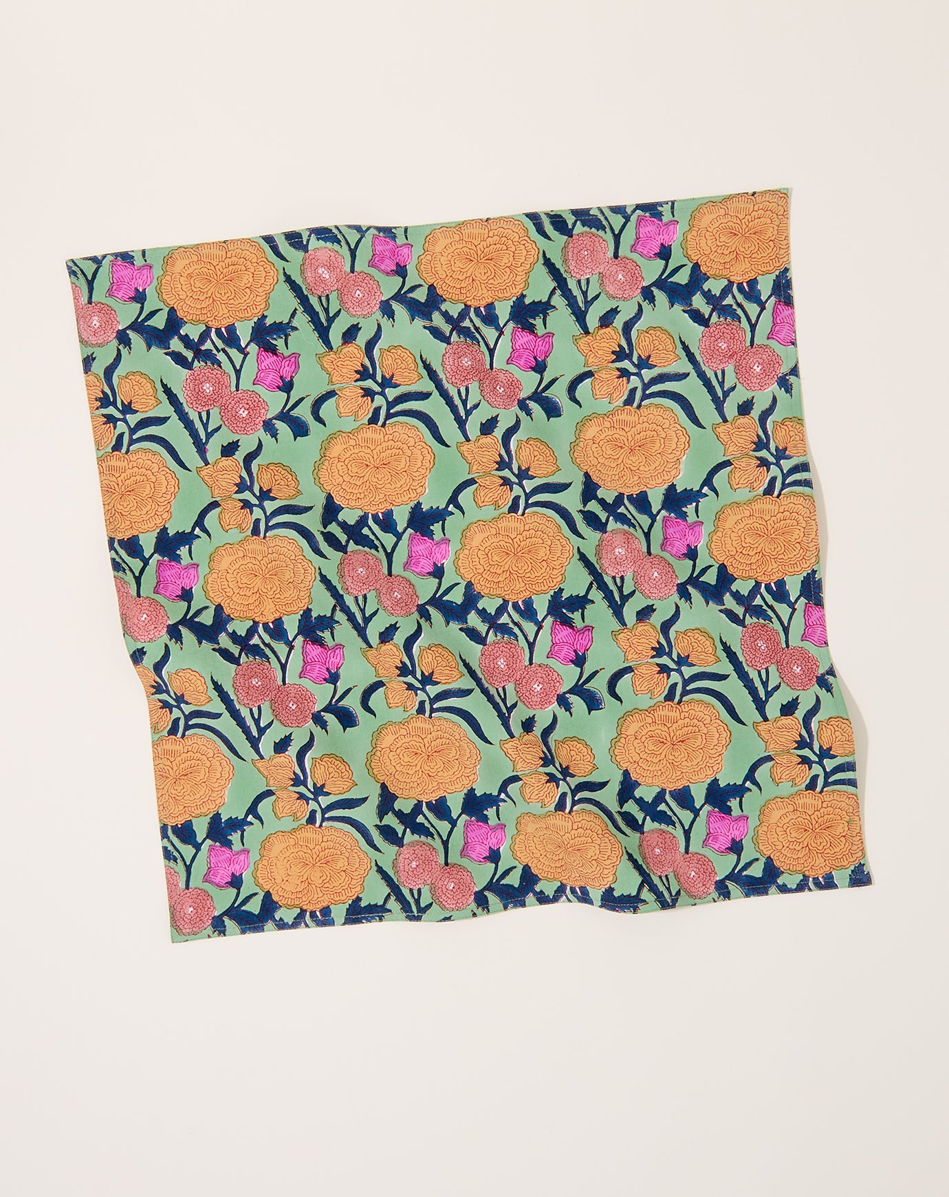 Soil to Studio Kesya Block Printed Table Napkins in Mint Green