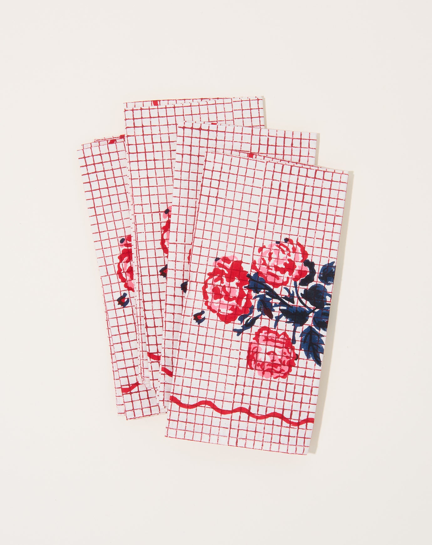 Soil to Studio Pari Block Printed Table Napkins in Red