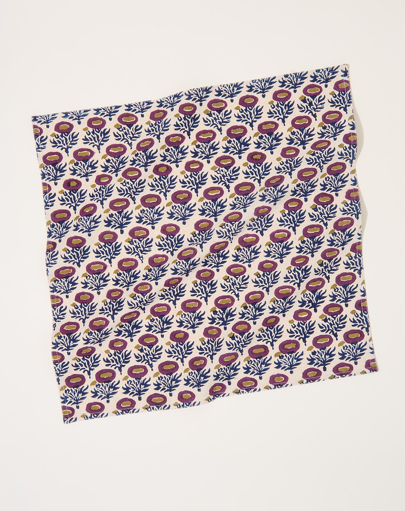 Soil to Studio Rumi Block Printed Table Napkins in Blue & Plum