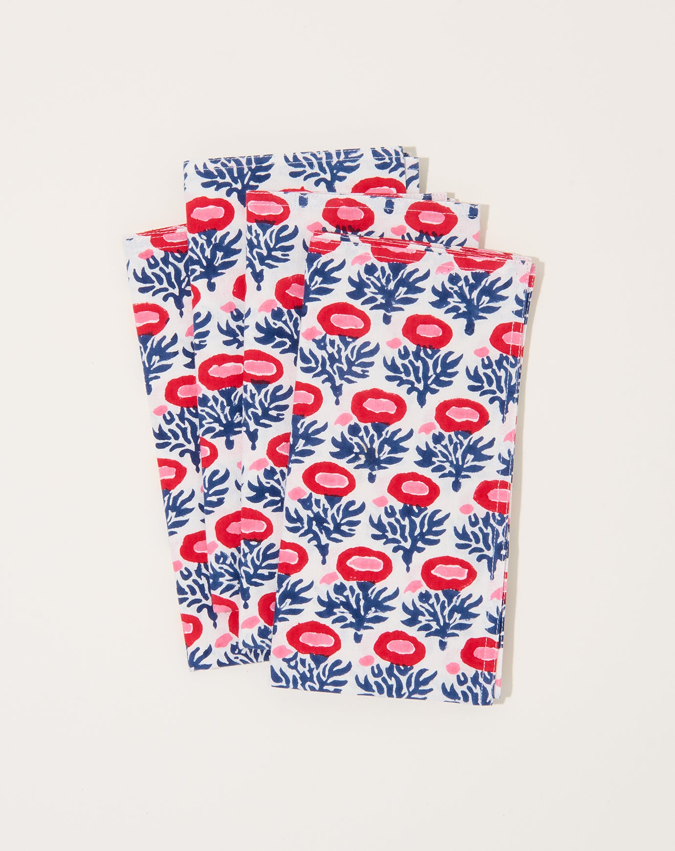 Soil to Studio Rumi Block Printed Table Napkins in Red