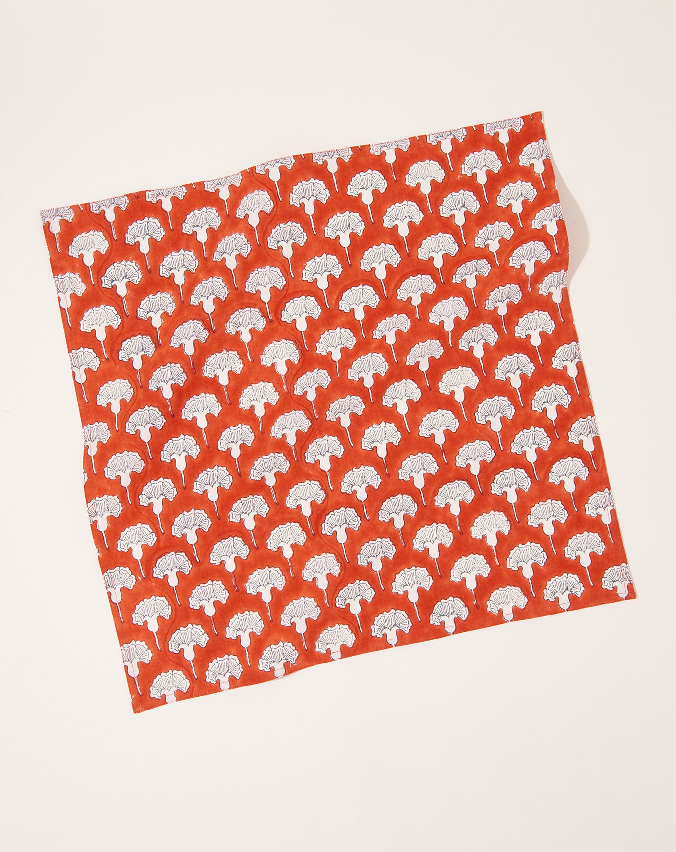 Soil to Studio Seema Block Printed Table Napkins in Poppy Orange