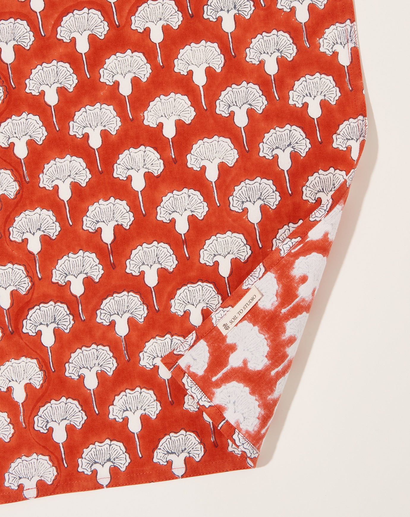 Soil to Studio Seema Block Printed Table Napkins in Poppy Orange