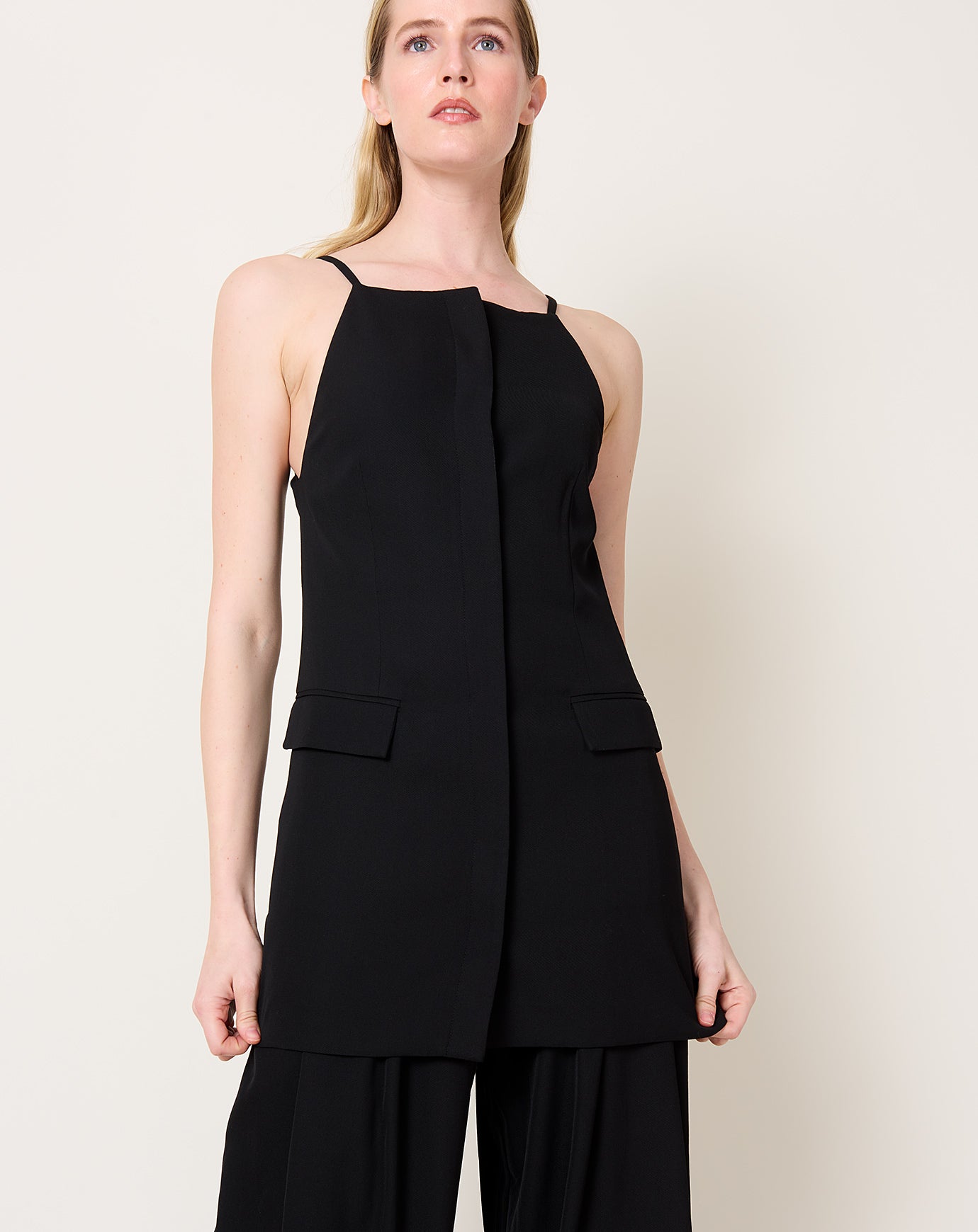 St. Agni Hybrid Tailored Mini Dress in Black