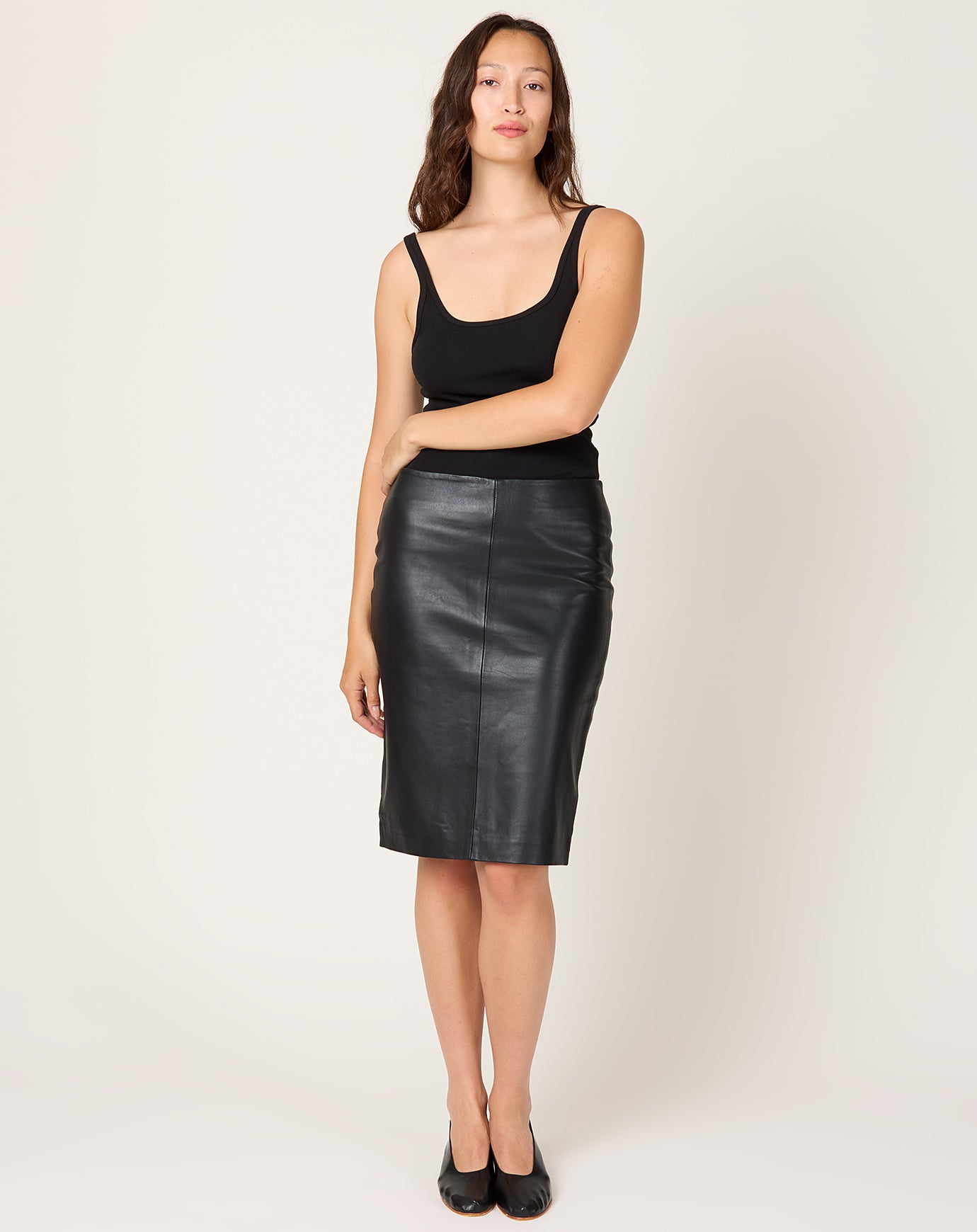 St. Agni Leather Pencil Skirt in Black