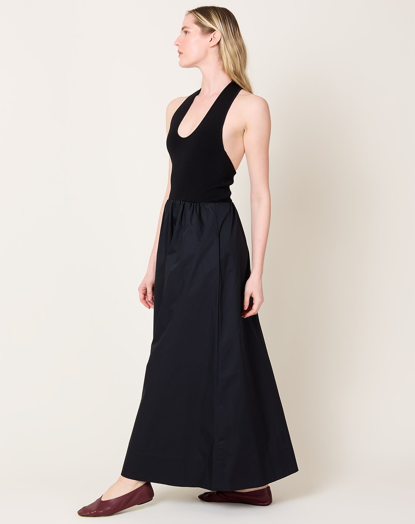 St. Agni Plunge Neck Dress in Black