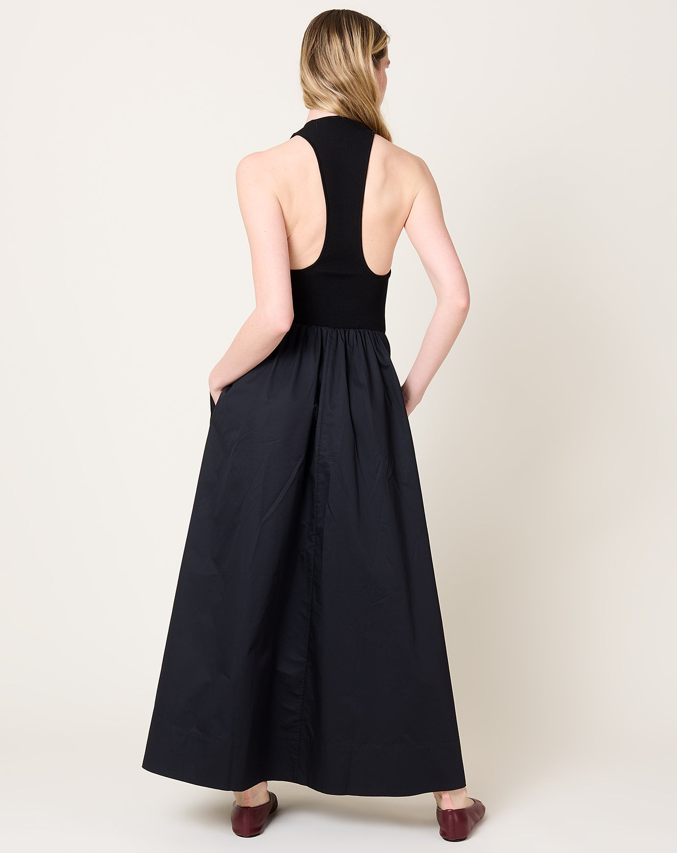 St. Agni Plunge Neck Dress in Black