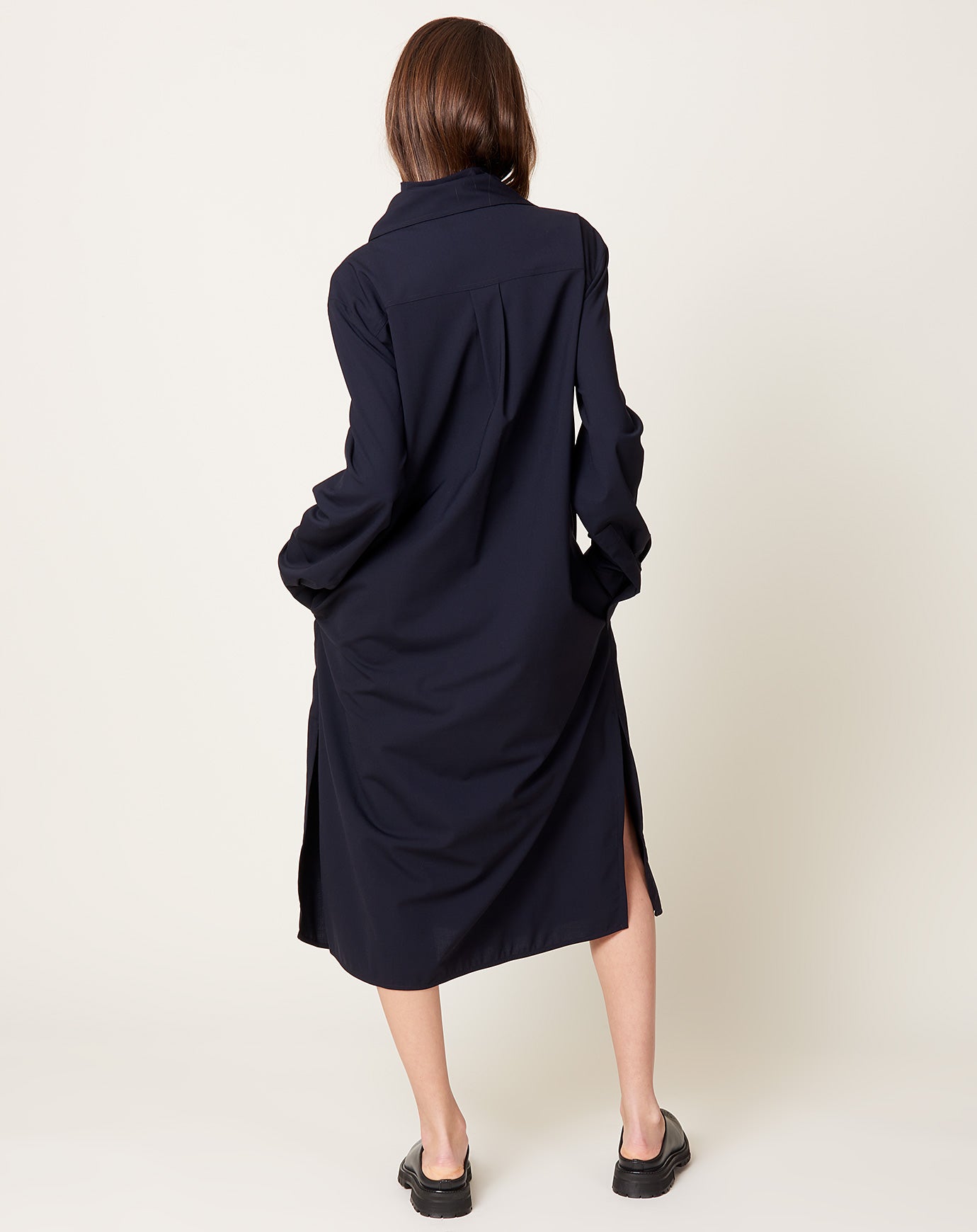 Studio Nicholson Ohrid Scarf Neck Dress in Darkest Navy