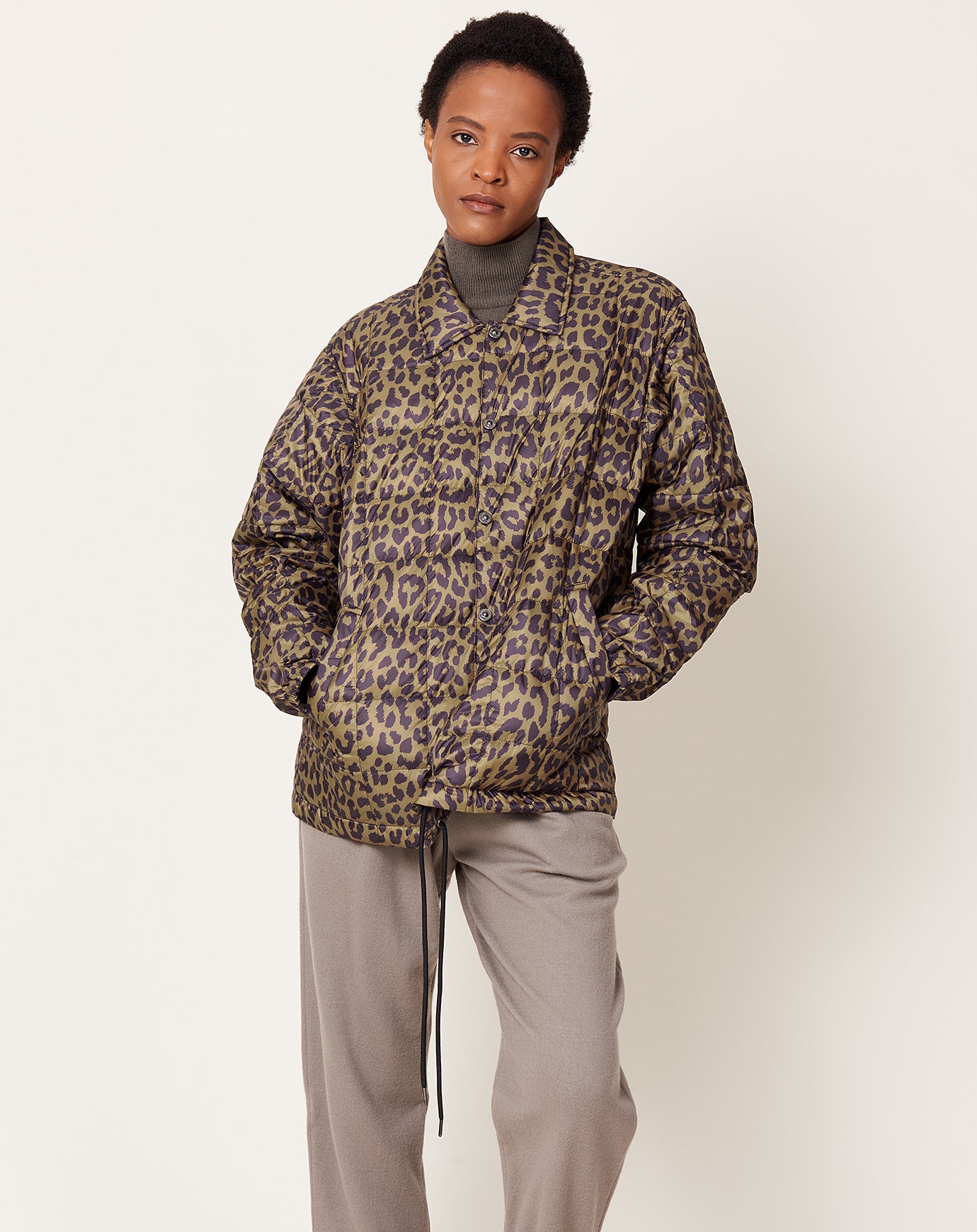 Taion Down Coach Jacket in Leopard