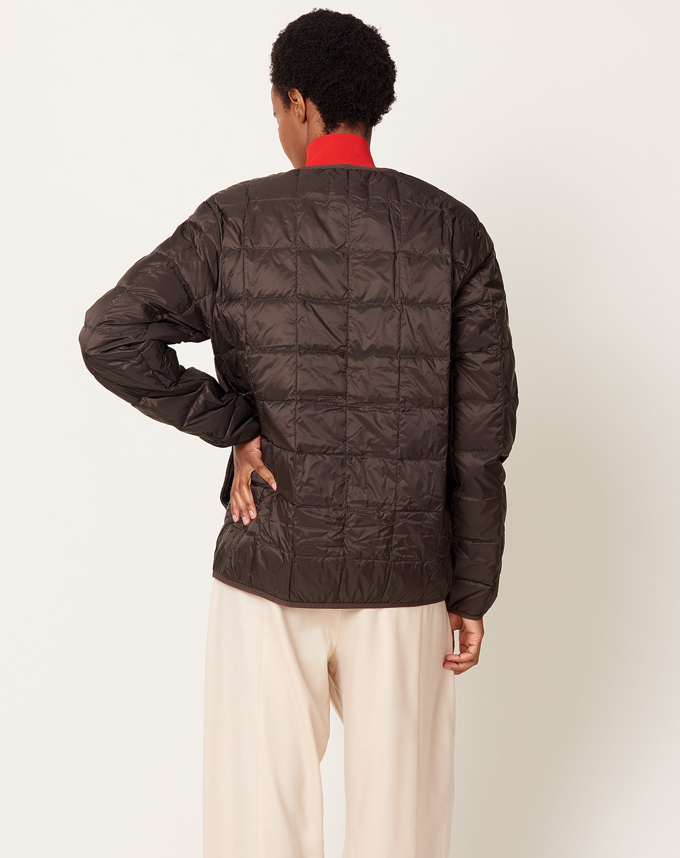 Taion Oversize Crew Neck Down Jacket in Dark Chocolate