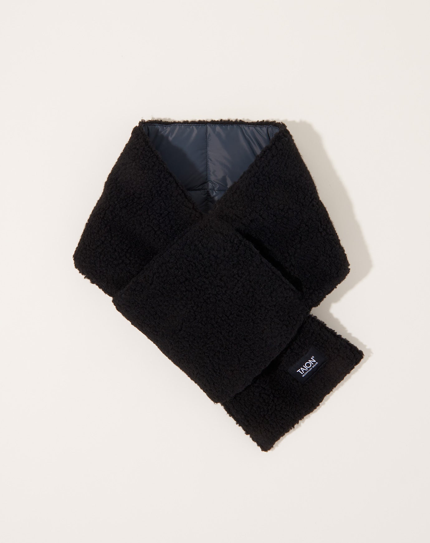 Taion Reversible Mountain Down X BOA Scarf in Dark Grey & Black