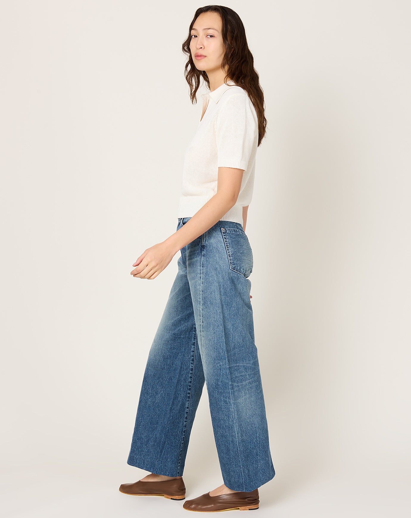 Tanaka Boy Jean Trousers in Vintage Mid Blue
