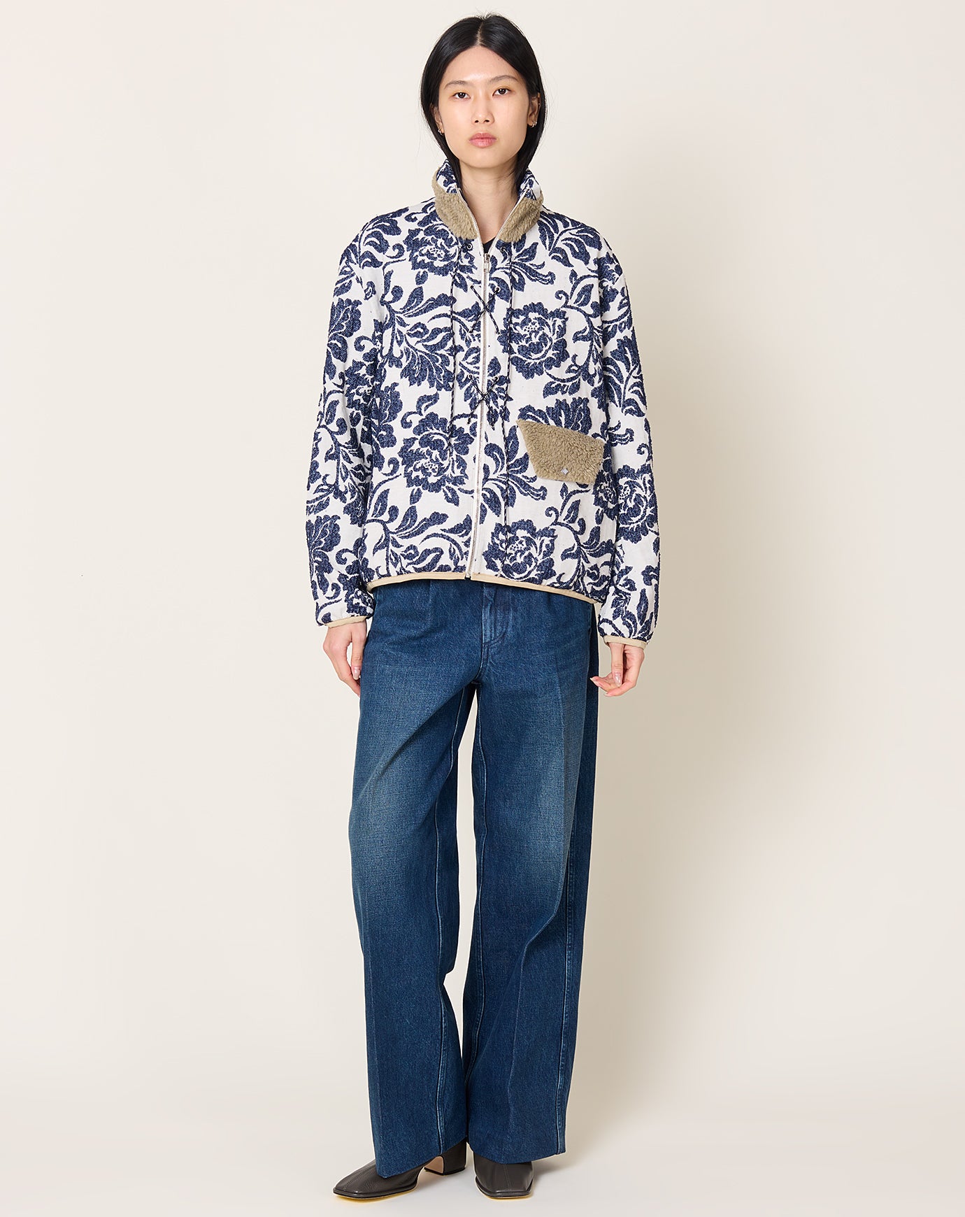 Tanaka Fleece Jacket in Indigo Flower