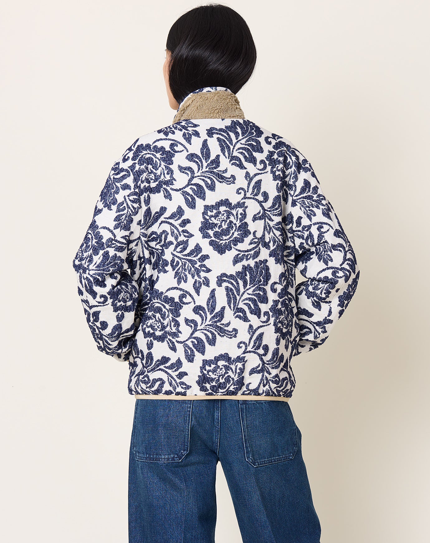 Tanaka Fleece Jacket in Indigo Flower