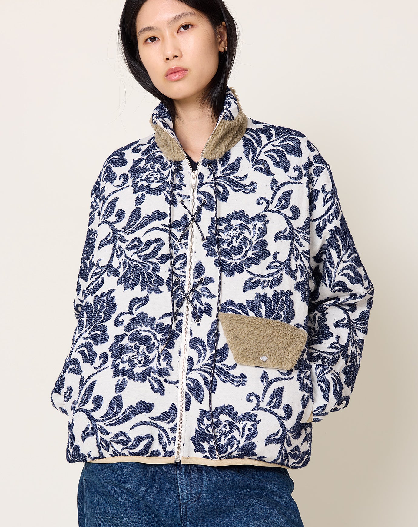 Tanaka Fleece Jacket in Indigo Flower
