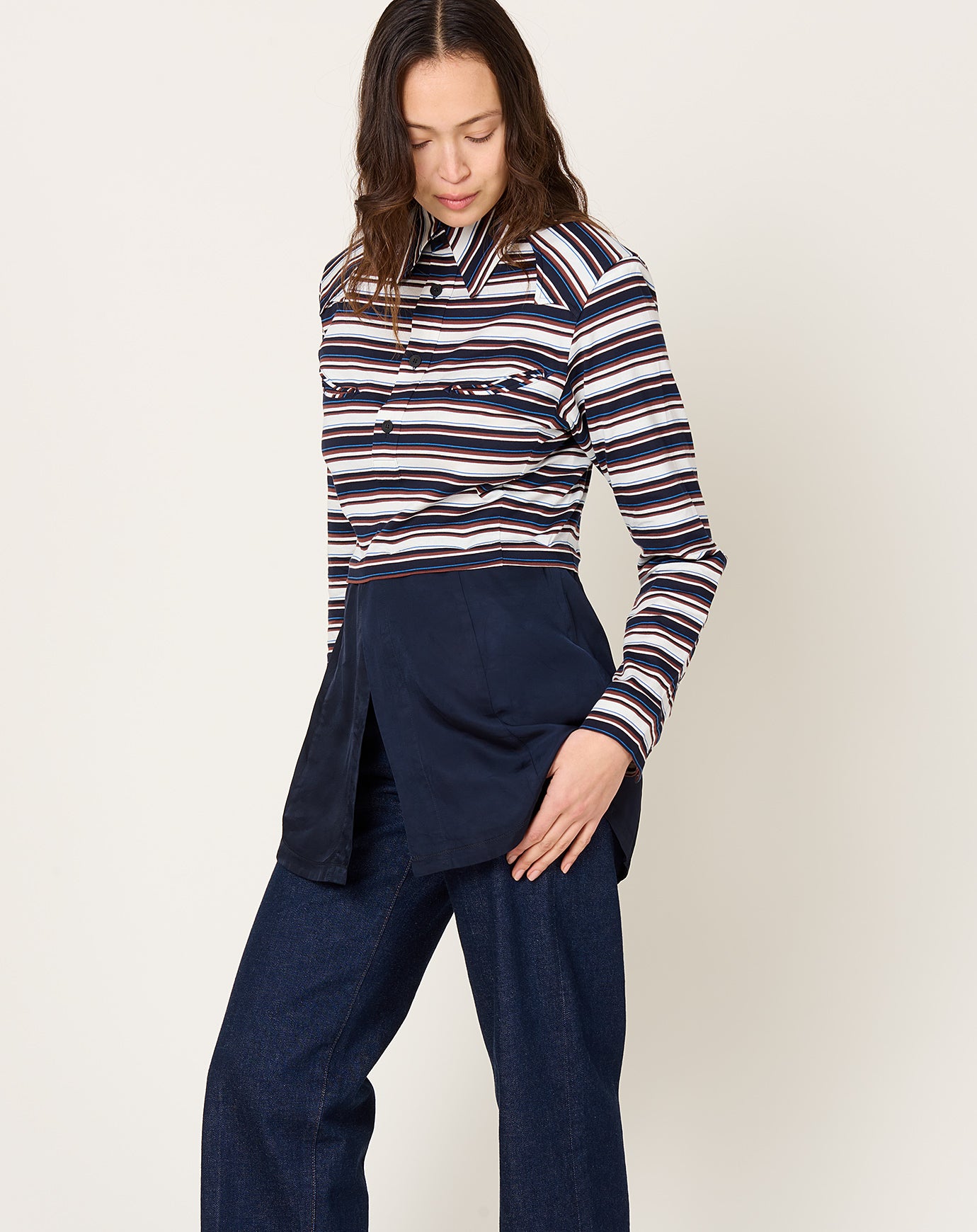 TOGA Archives Cotton Jersey Mix Stripe Shirt