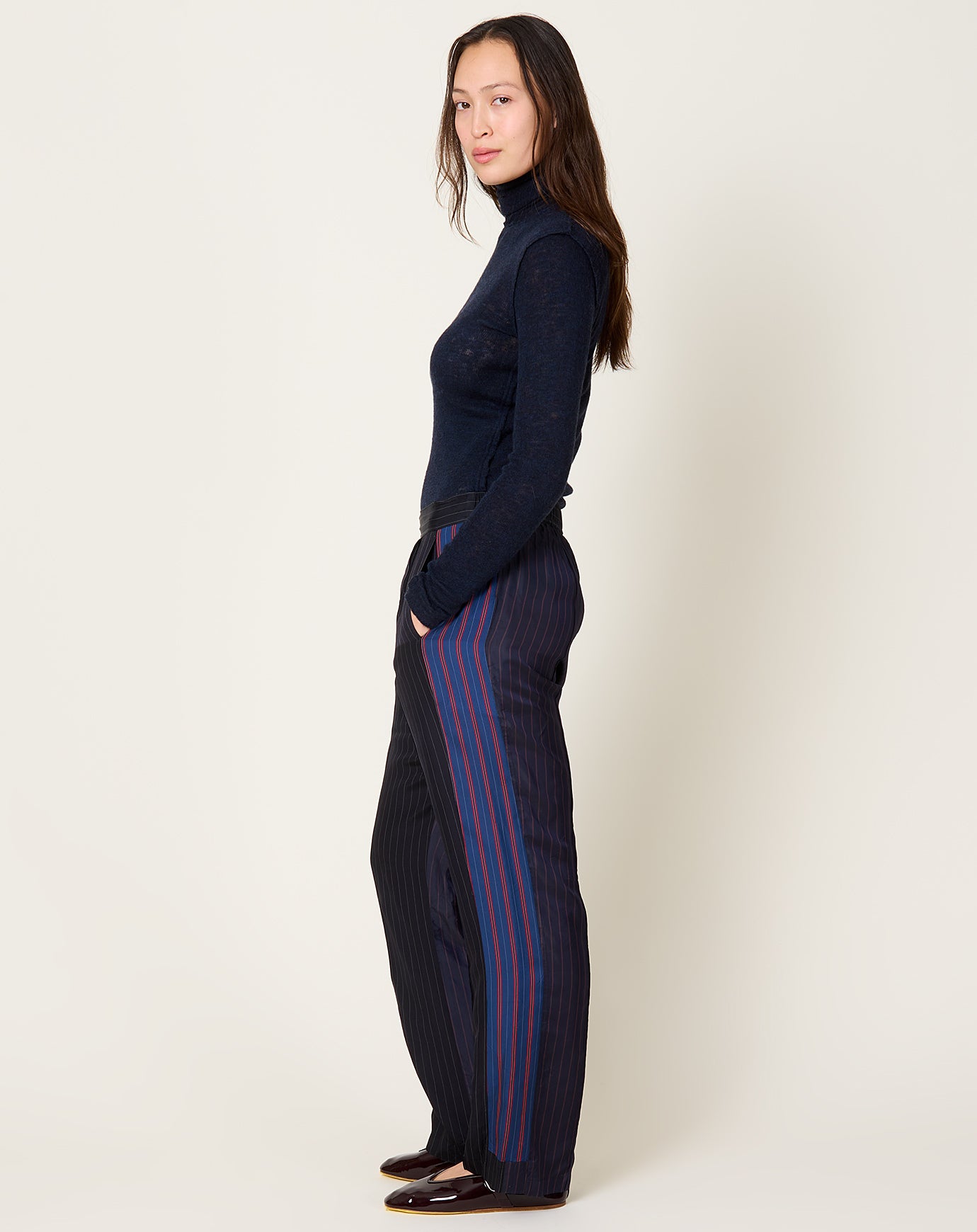 TOGA Archives Cupra Stripe Pant in Navy
