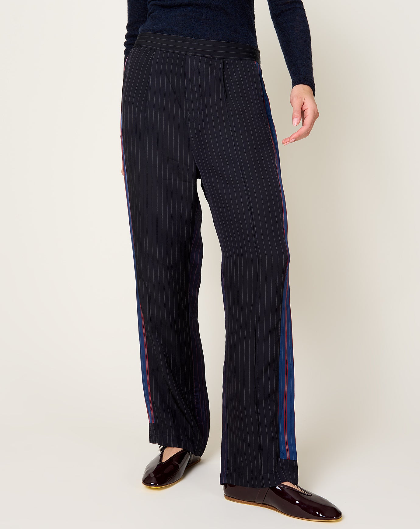 TOGA Archives Cupra Stripe Pant in Navy
