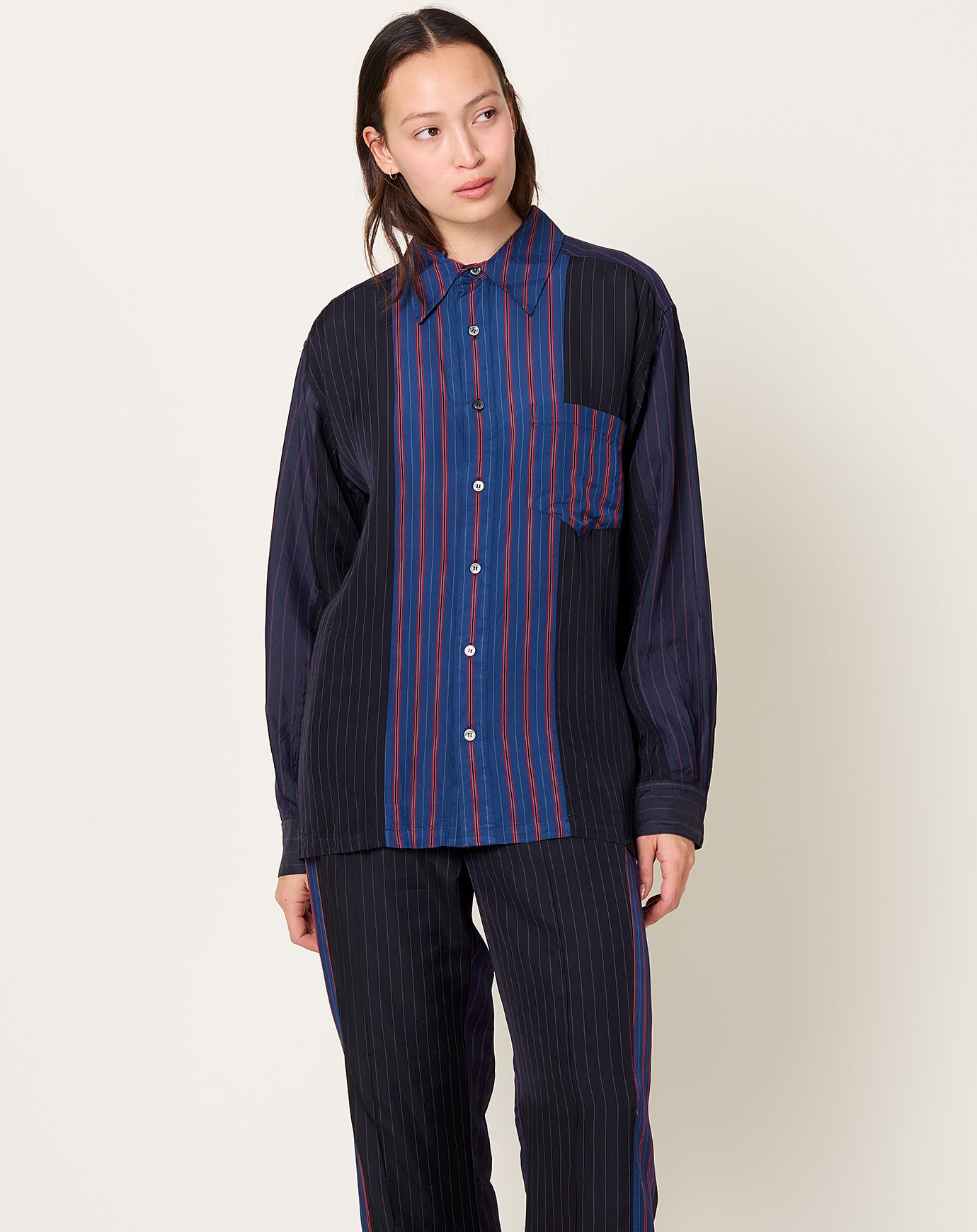 TOGA Archives Cupra Stripe Shirt in Navy