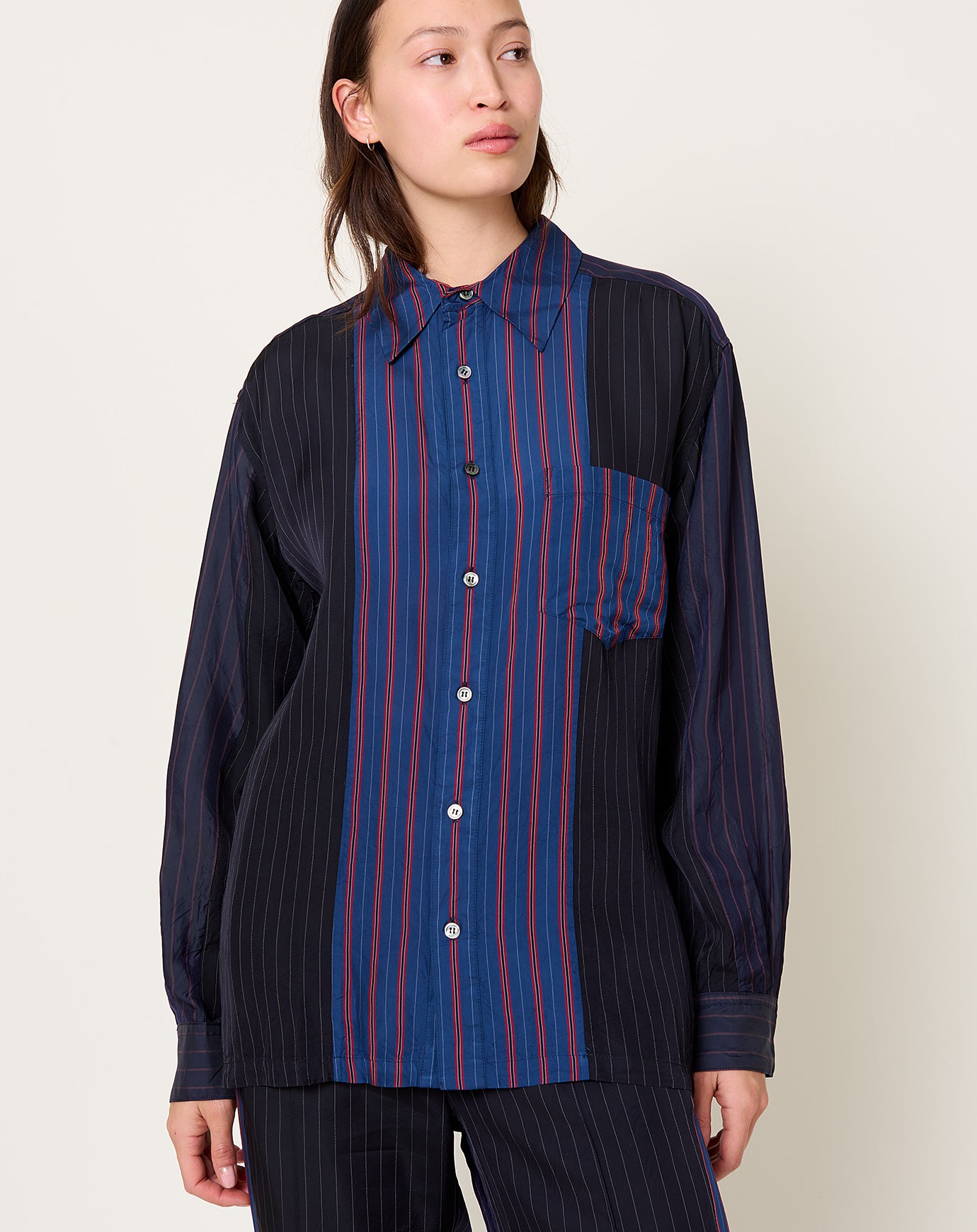 TOGA Archives Cupra Stripe Shirt in Navy