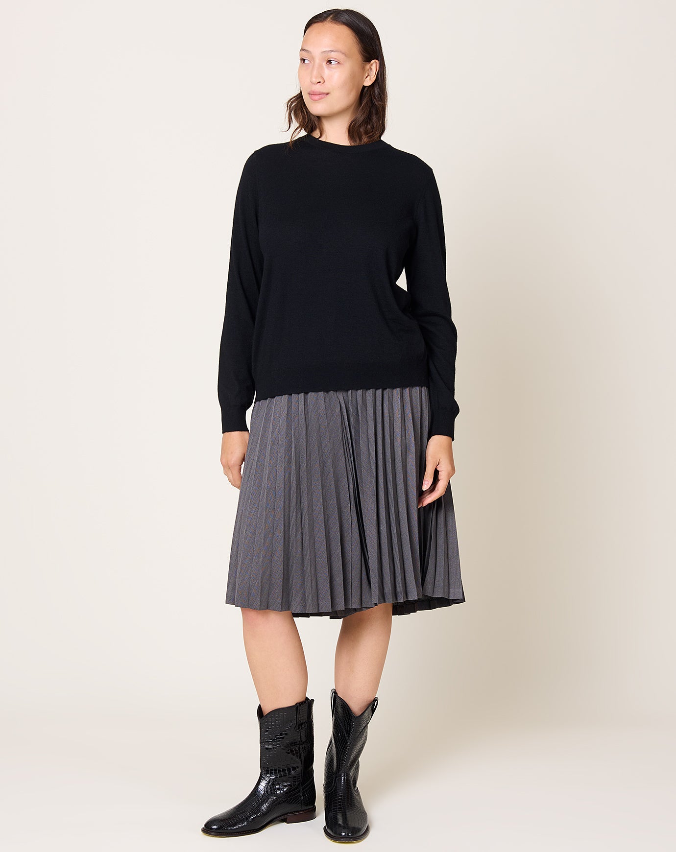 TOGA Archives Herringbone Pleated Shorts in Grey
