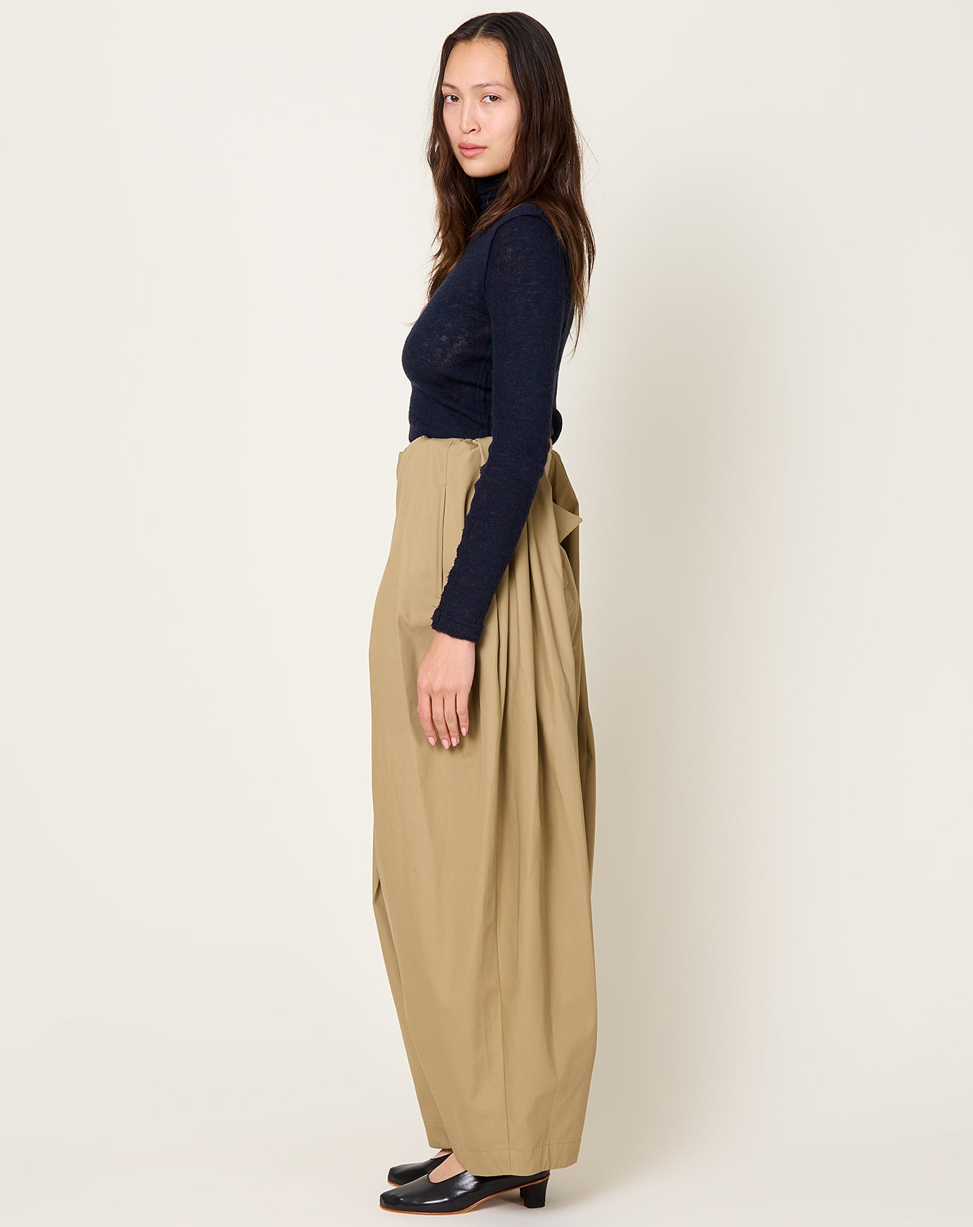 TOGA Archives High Twist Twill Wide Pants in Beige