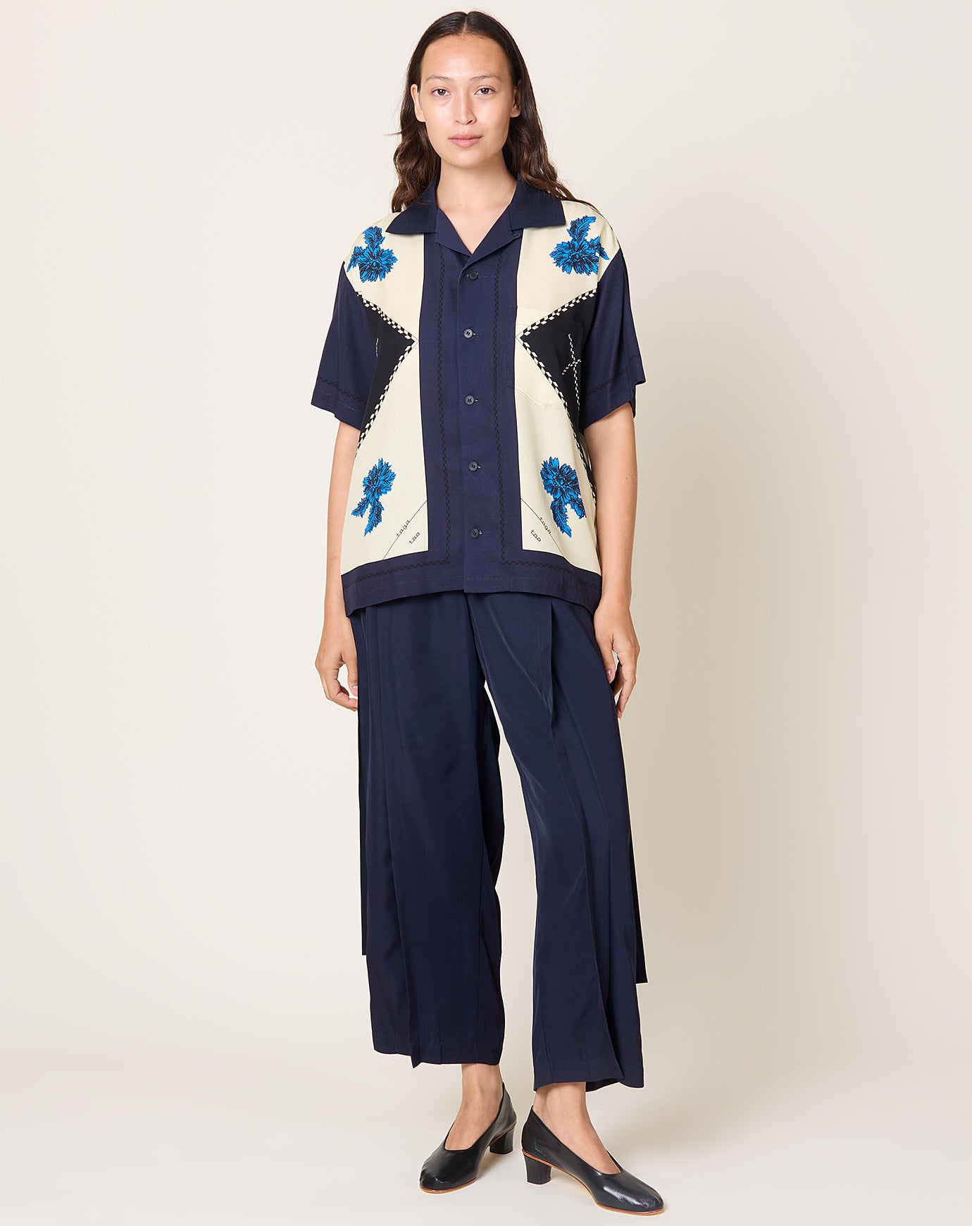 TOGA Archives Inner Print Short Sleeve Shirt in Navy