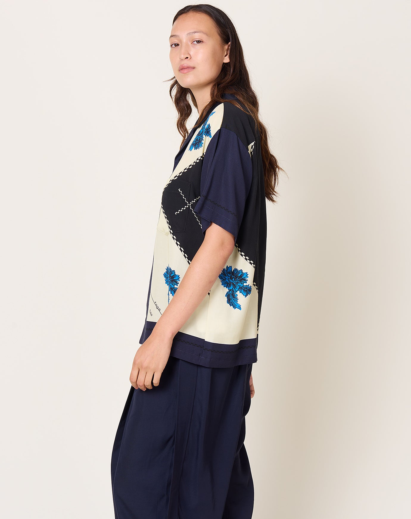 TOGA Archives Inner Print Short Sleeve Shirt in Navy