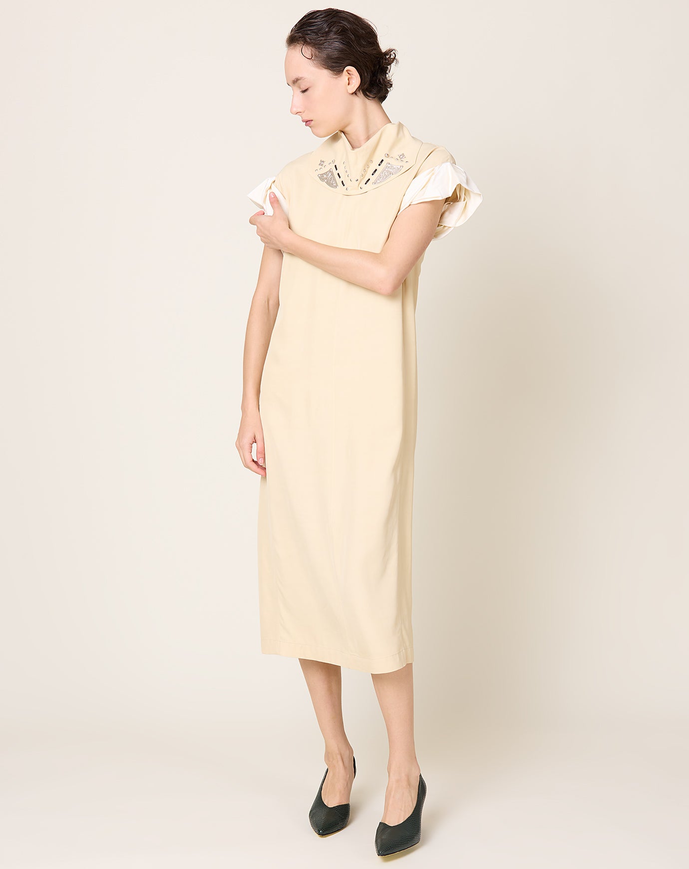 TOGA Archives Rayon Silk Twill Dress in Beige