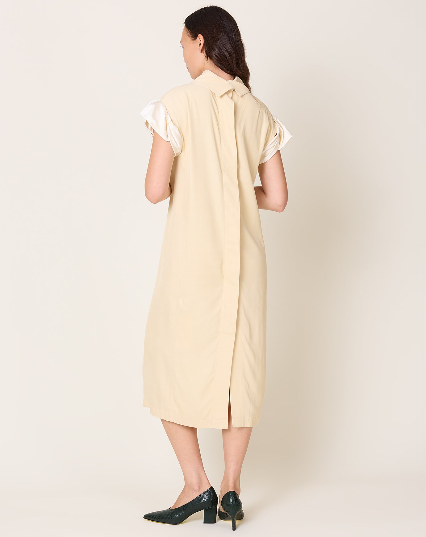 TOGA Archives Rayon Silk Twill Dress in Beige